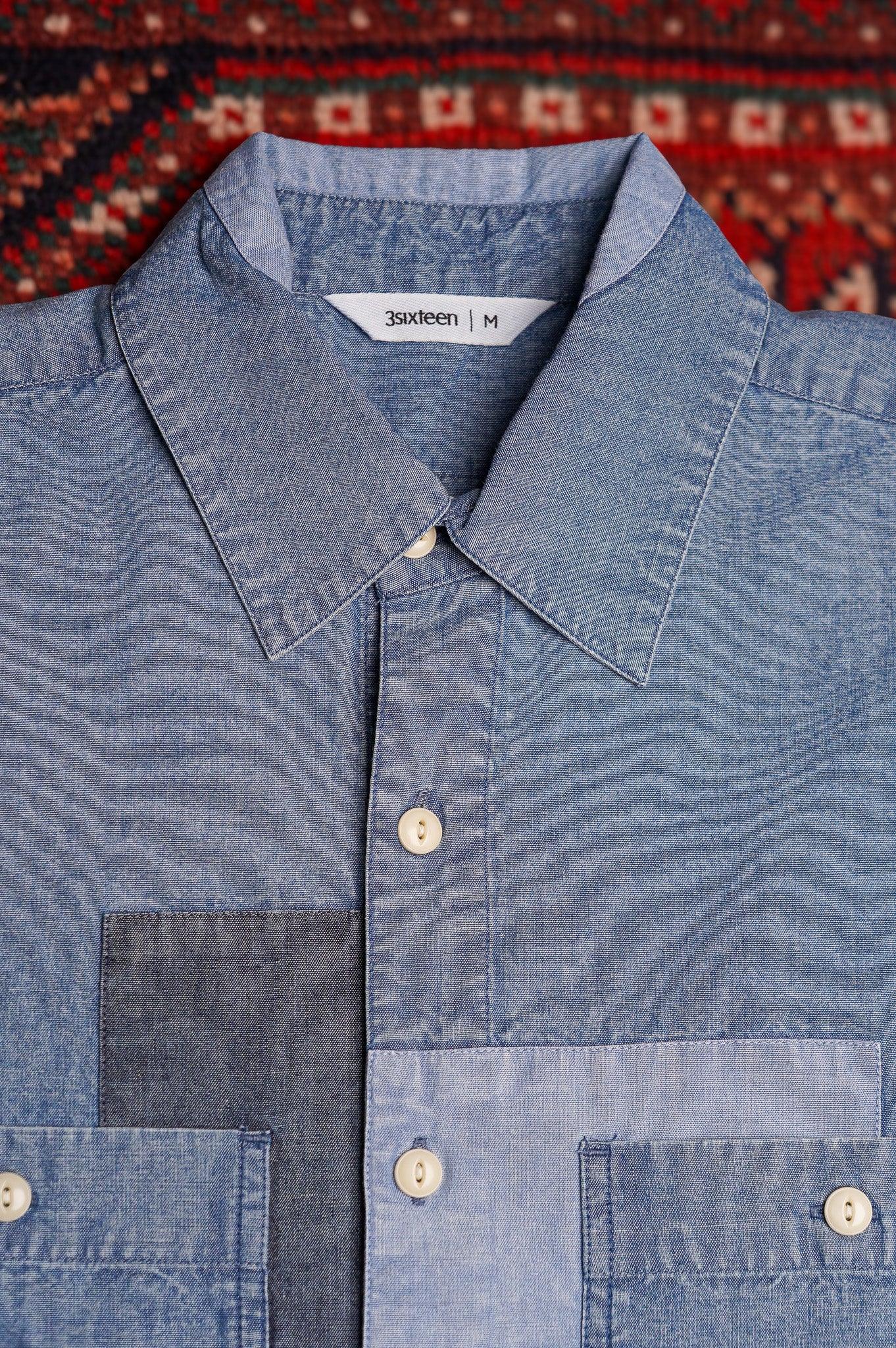 3sixteen Utility Shirt - Indigo Patchwork Chambray