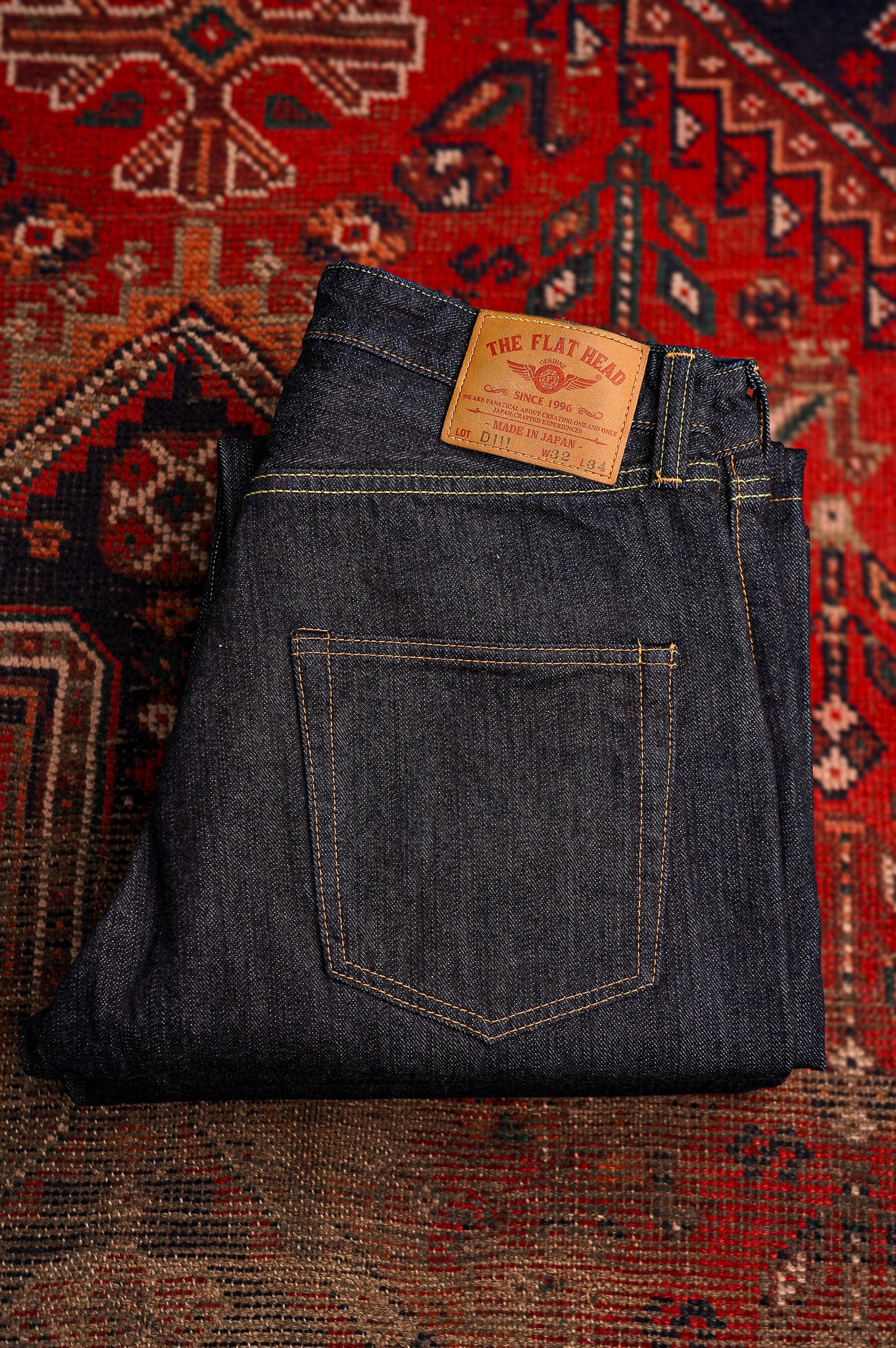 The Flat Head FN-D111 14.5oz Left Hand Twill Wide Leg Selvedge Denim - Indigo