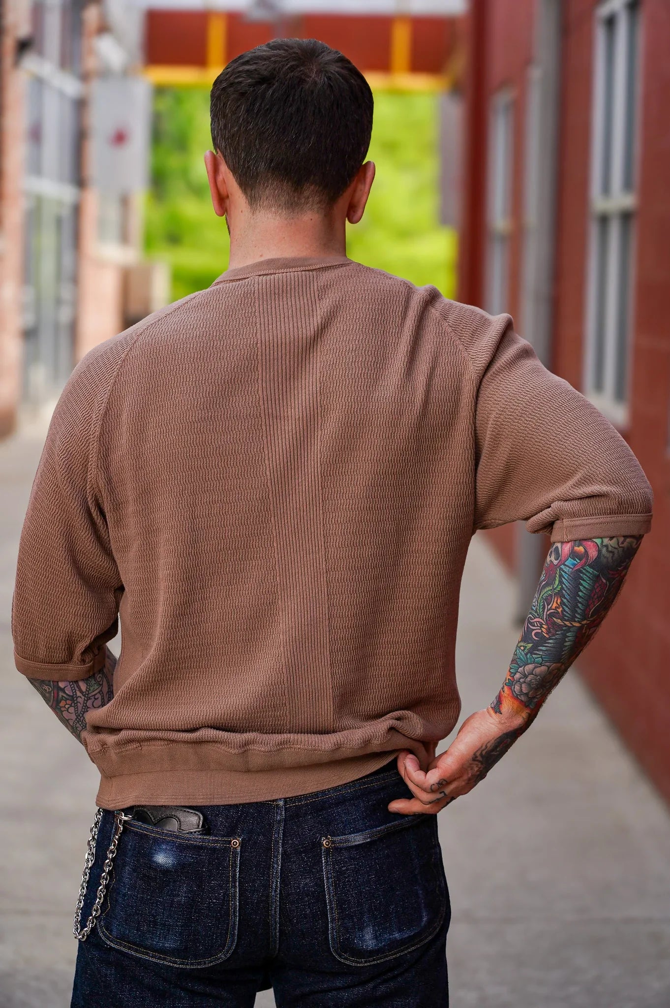 The Flat Head FN-THW-002 Thermal Raglan T-Shirt - Brown