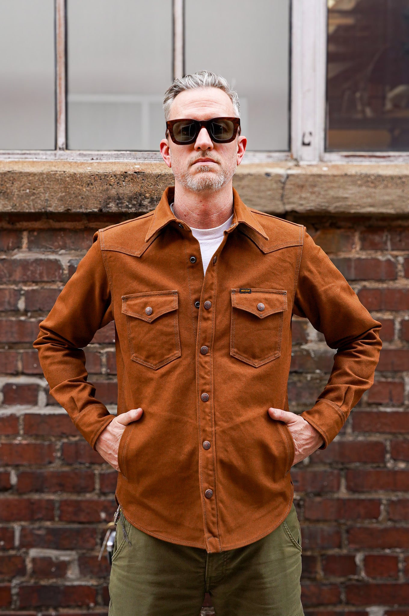 Iron Heart IHSH-422-BRN 17oz Cotton Duck CPO Shirt - Brown