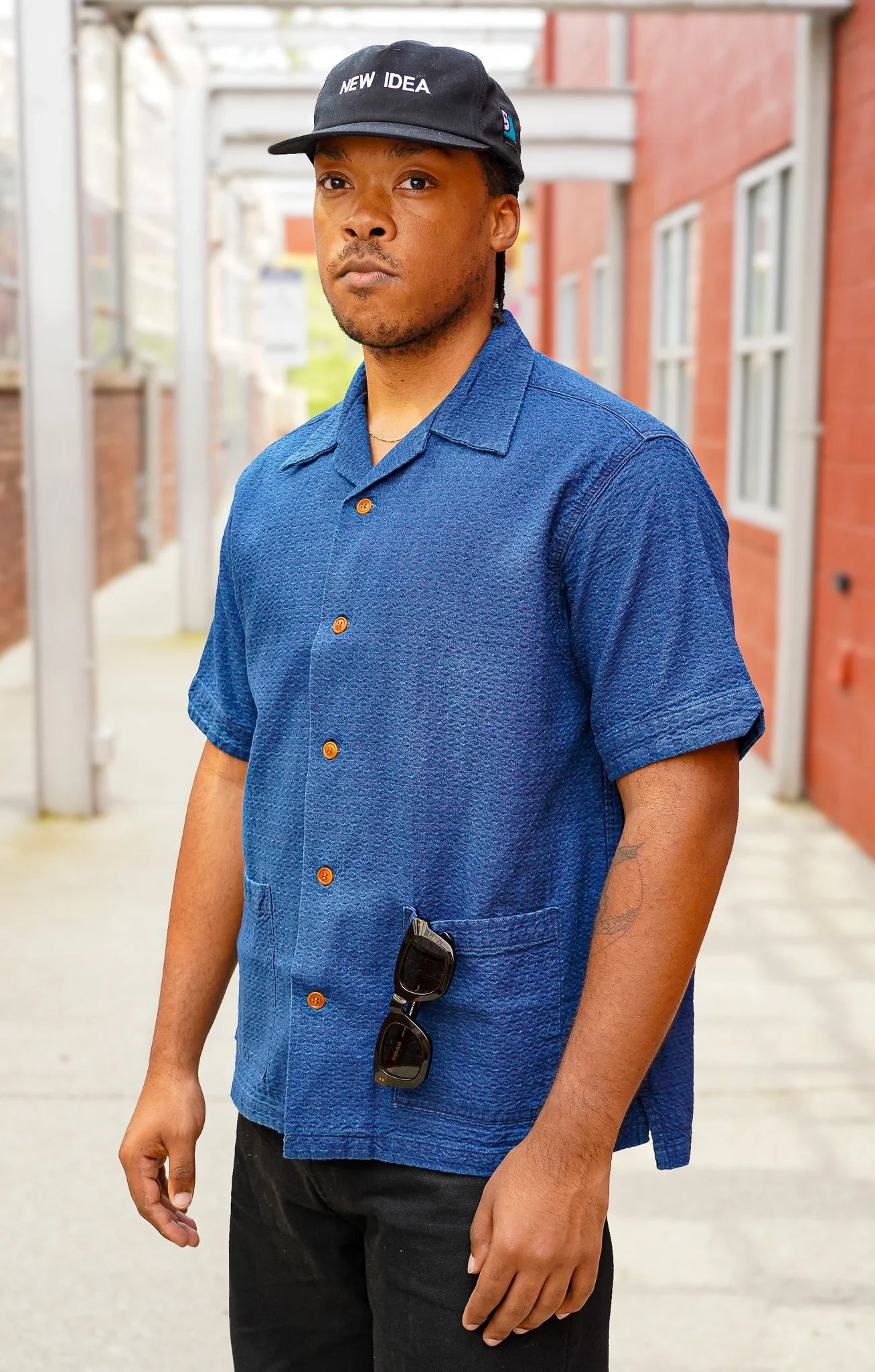 Studio D'Artisan 5724U Indigo Dobby Short Sleeved Shirt - Used