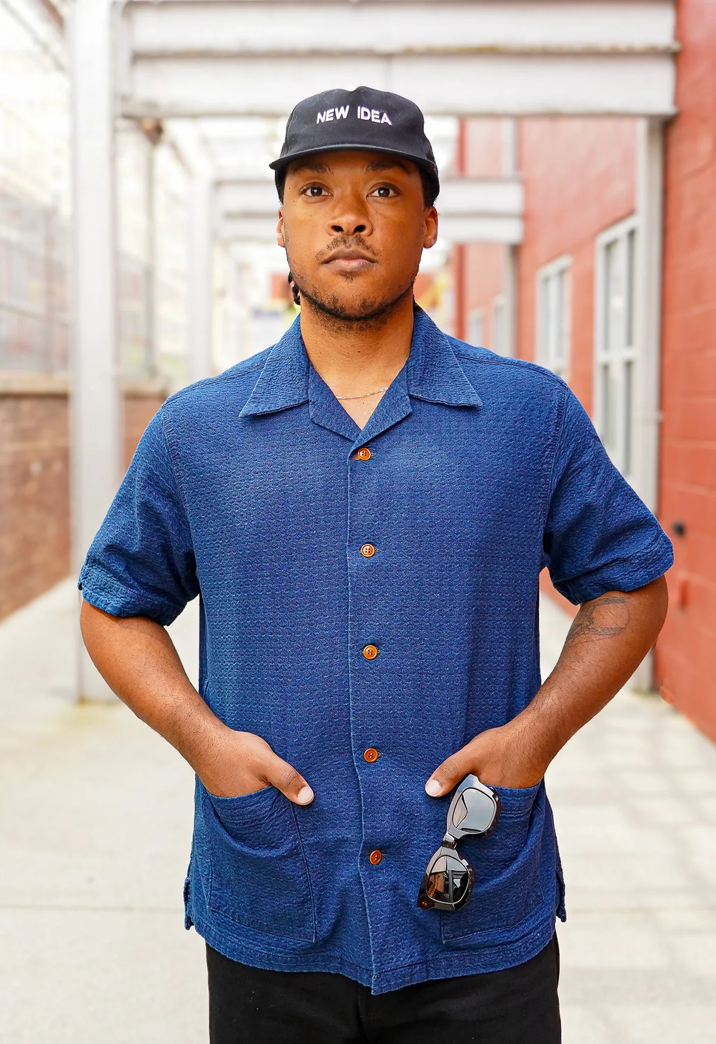 Studio D'Artisan 5724U Indigo Dobby Short Sleeved Shirt - Used