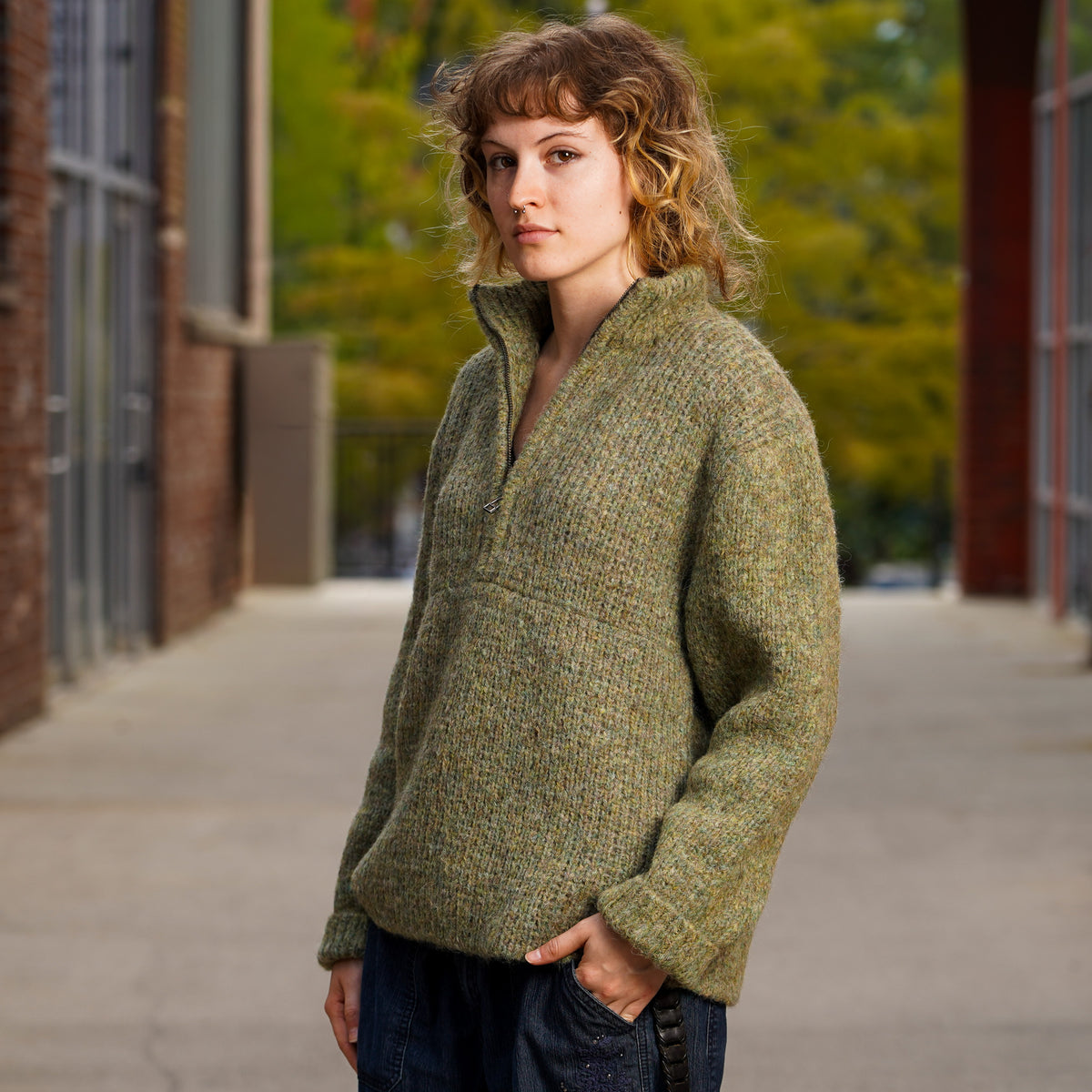 3sixteen Half Zip Knit - Marled Sage