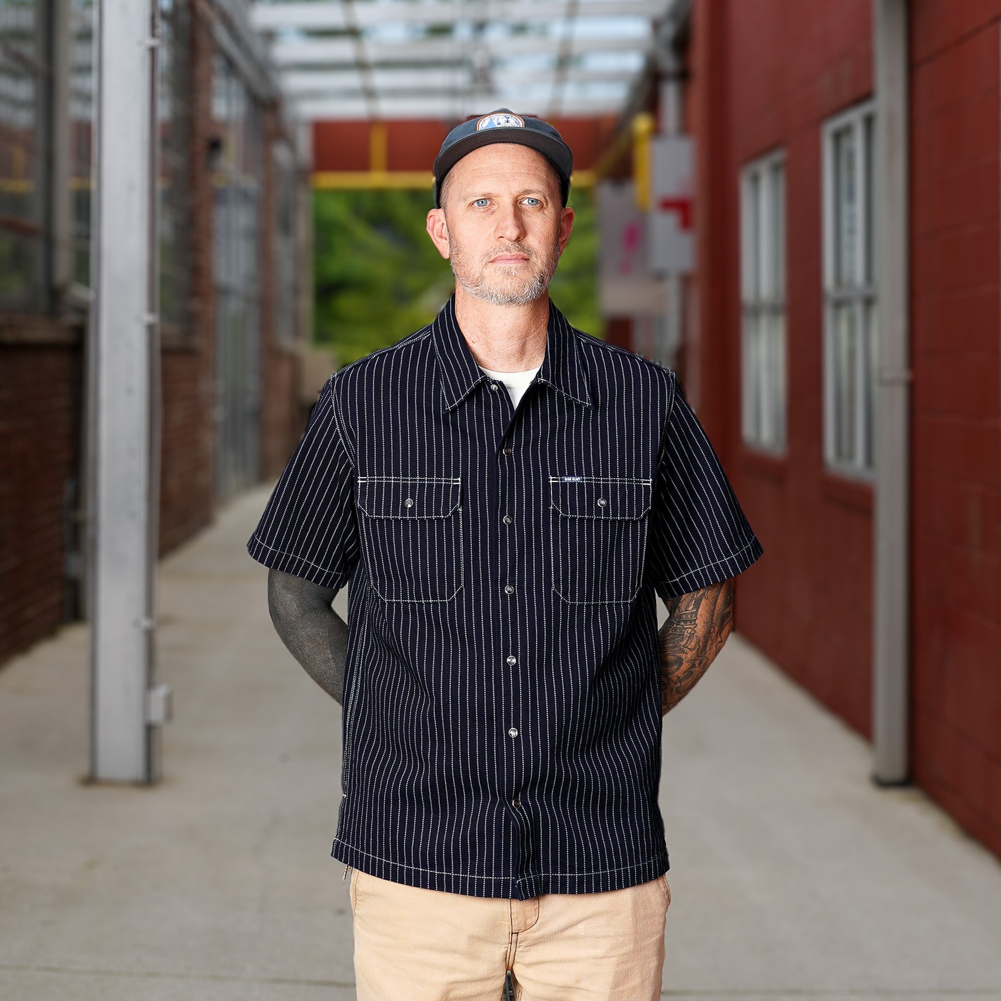 Iron Heart IHSH-416-IND 10oz Wabash Short Sleeved Mechanic Shirt - Indigo