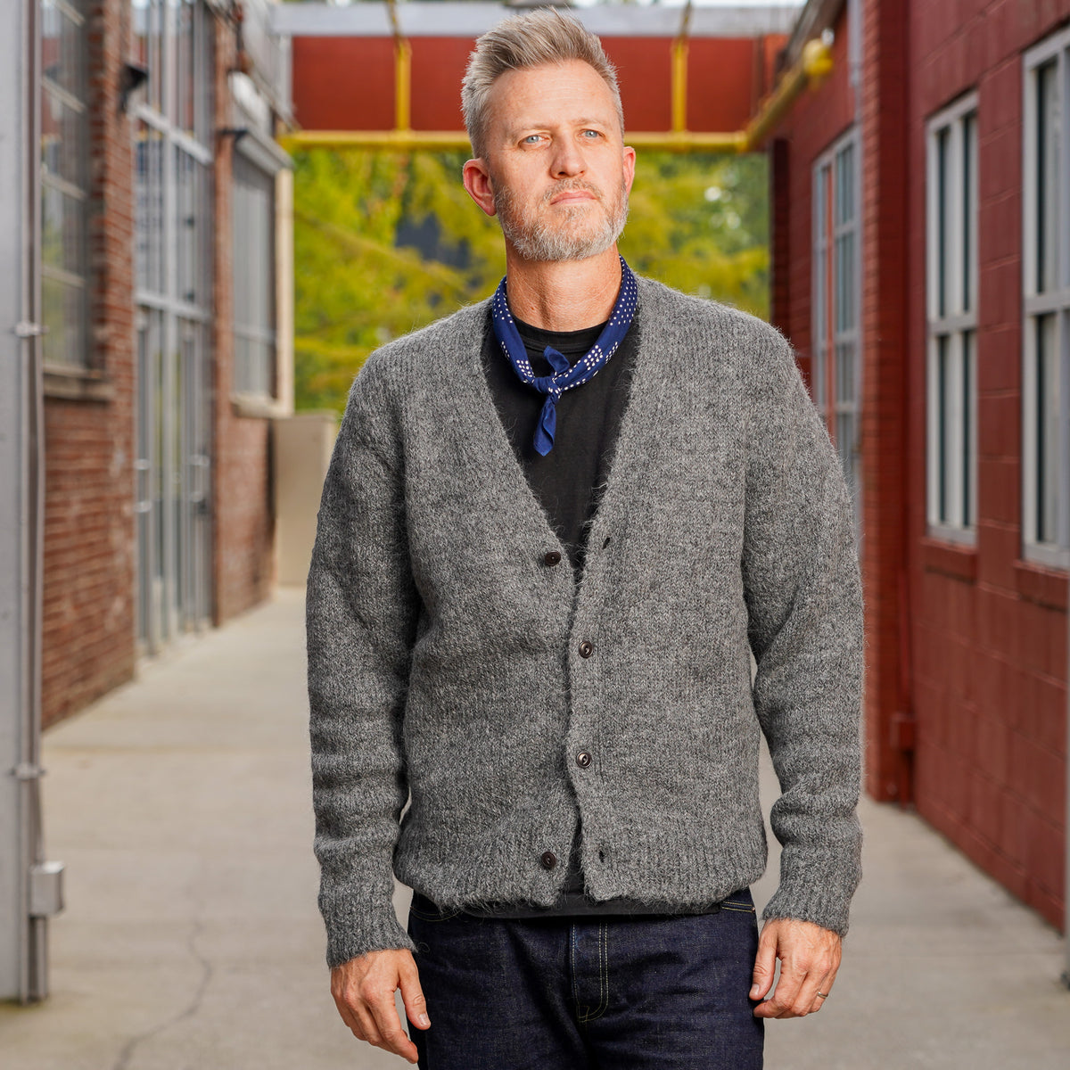 3sixteen Classic Cardigan - Pewter Alpaca