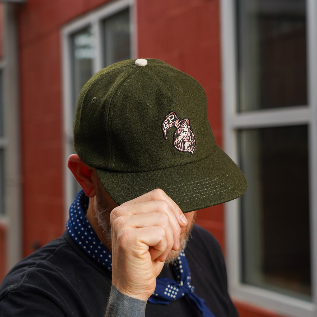 Guilty Party Embroidered Hat - Dark Green Melton