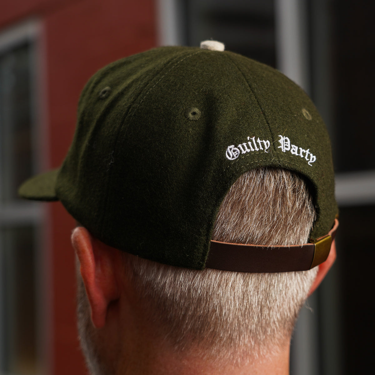 Guilty Party Embroidered Hat - Dark Green Melton