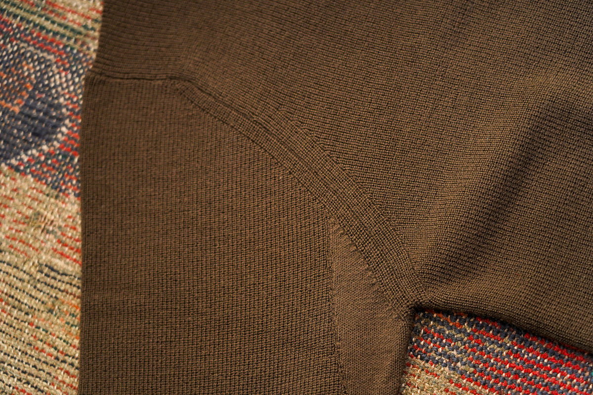 Merz b. Schwanen Merino Wool Pullover Ribbed Structure - Coffee