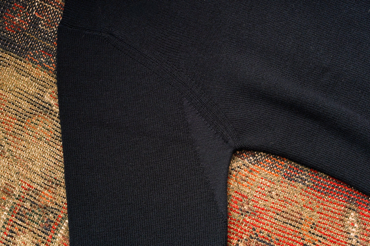 Merz b. Schwanen Merino Wool Pullover Ribbed Structure - Dark Navy