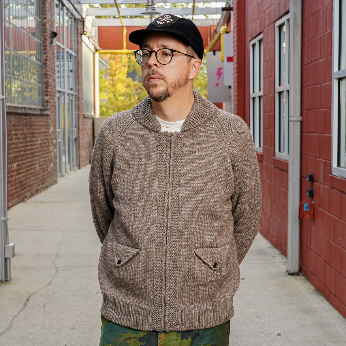 Wythe Zip Shawl Cardigan - Taupe