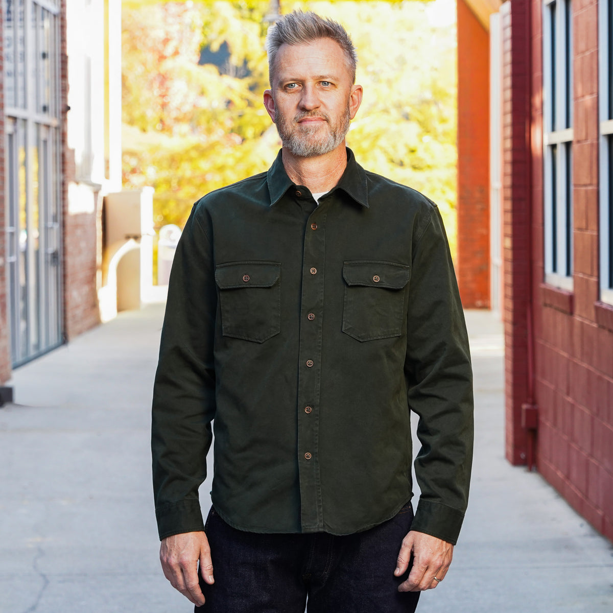 Indigofera Alamo Work Shirt - Greek Pitch