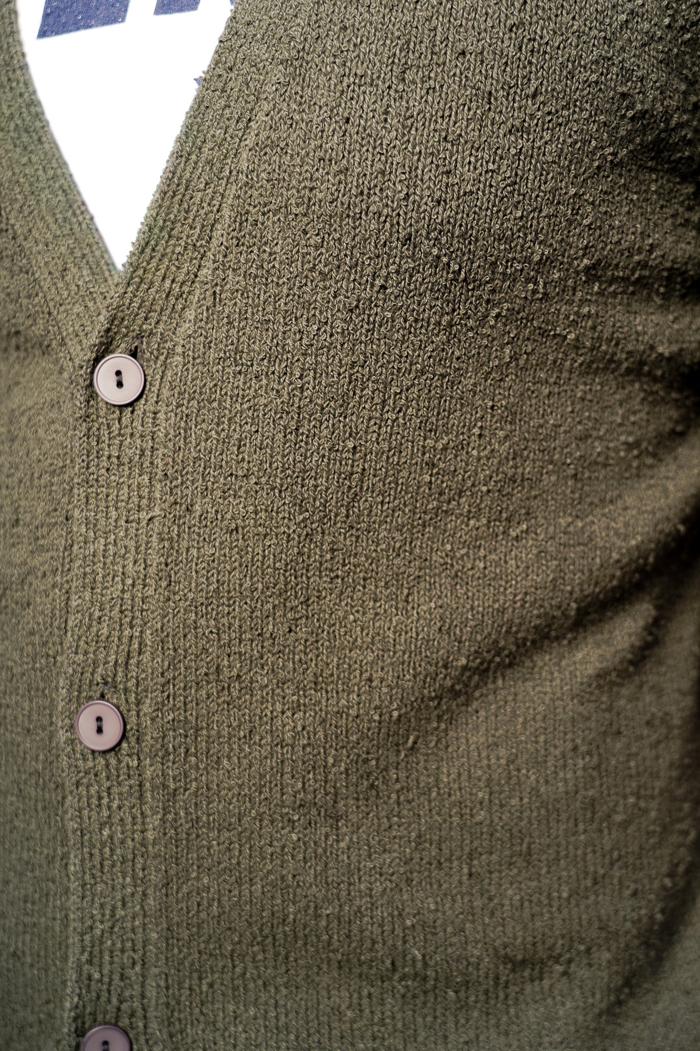 3sixteen Classic Cardigan - Olive Boucle Cotton