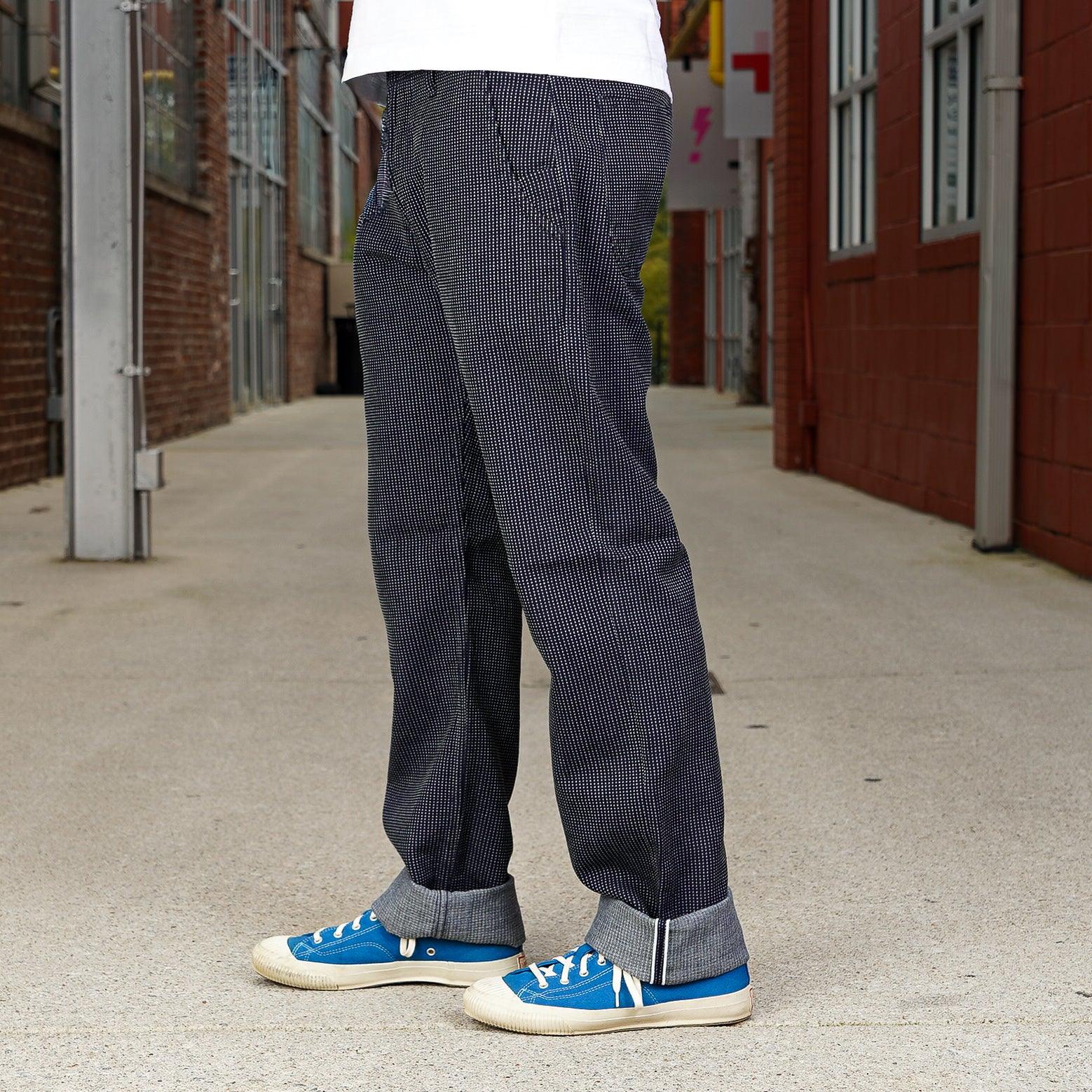 Pure Blue Japan Stitch Stripe Comfortable Trousers - Indigo