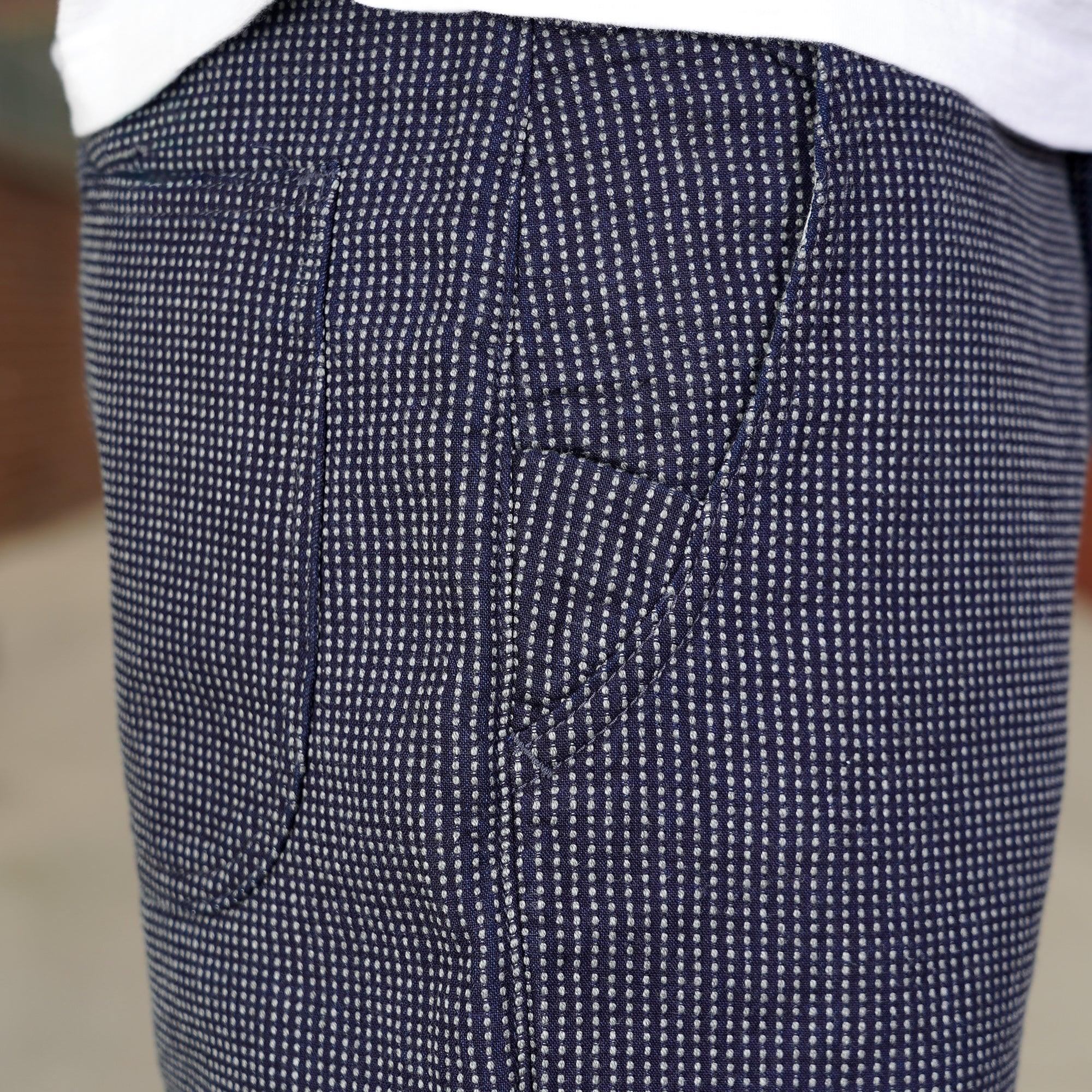 Pure Blue Japan Stitch Stripe Comfortable Trousers - Indigo