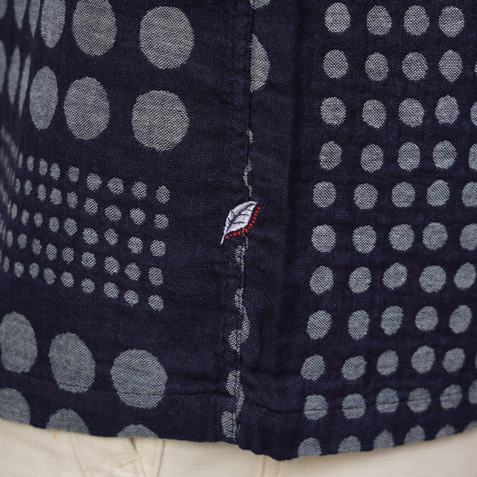 Pure Blue Japan Jacquard Open Collar Short Sleeve Shirt - Random Dots