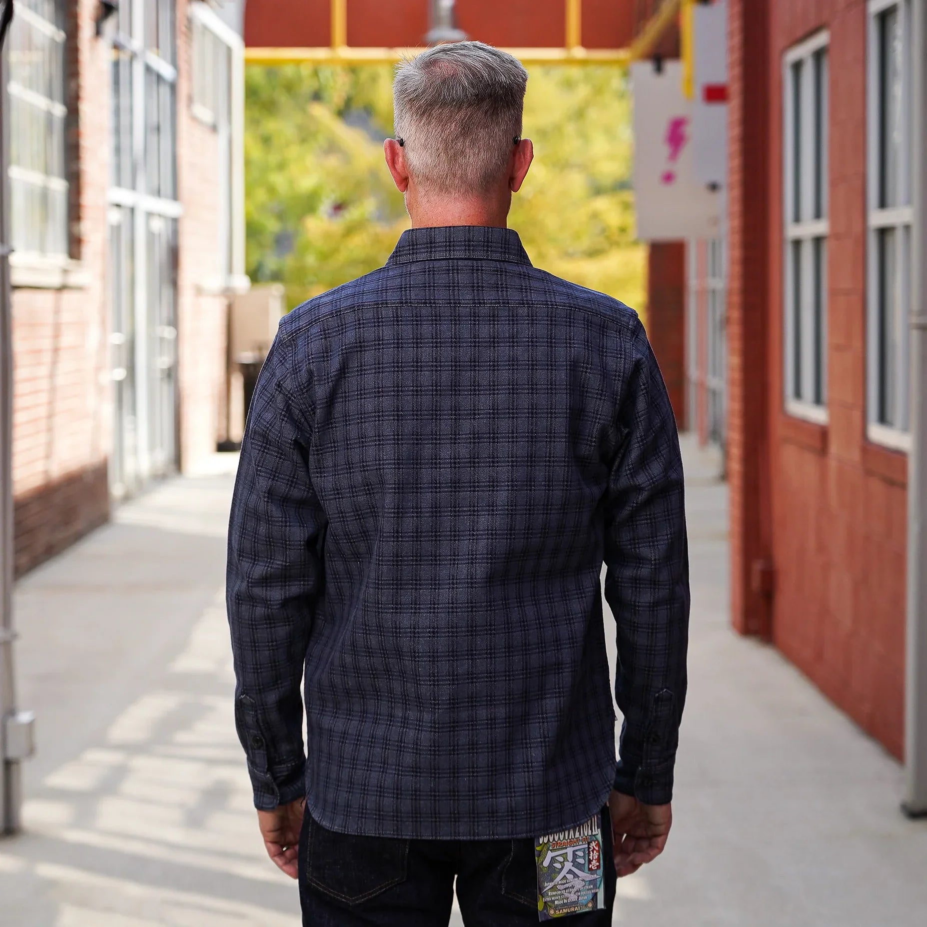 Studio D'Artisan 5734 13oz Jacquard Check Shirt - Navy