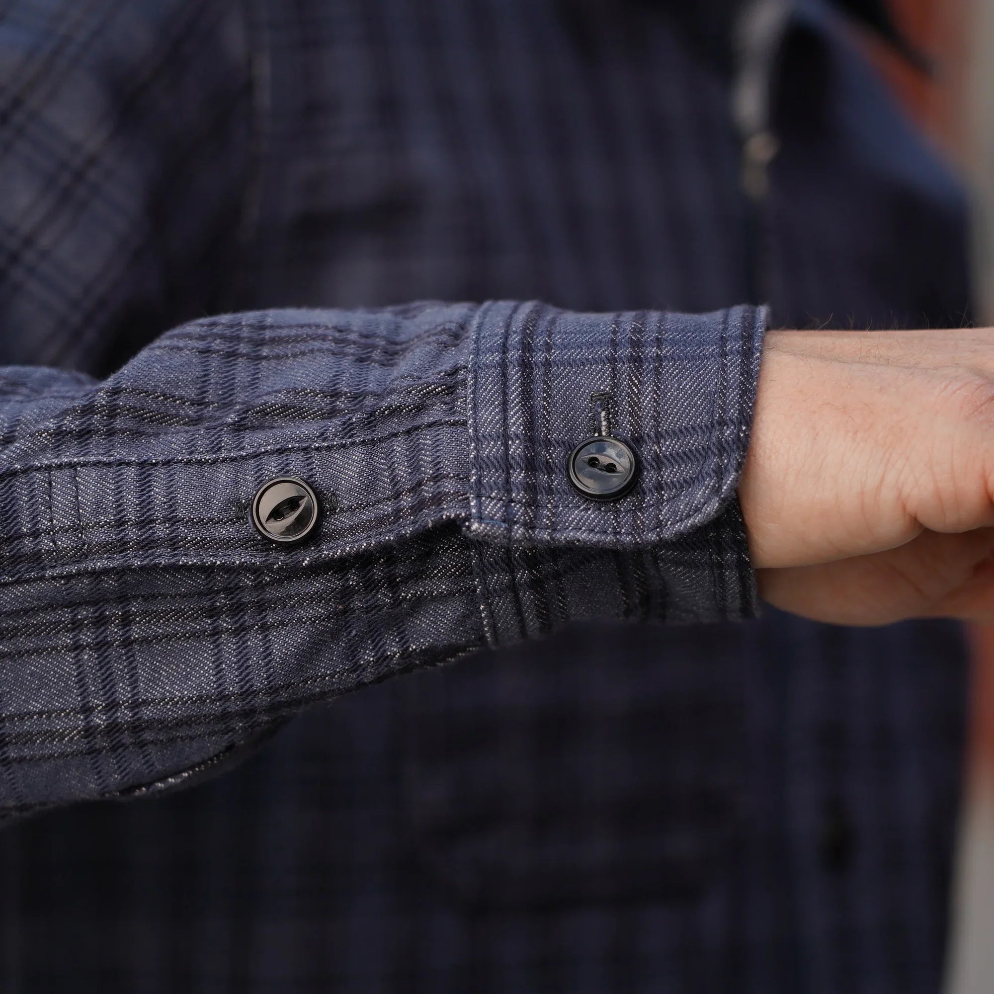 Studio D'Artisan 5734 13oz Jacquard Check Shirt - Navy