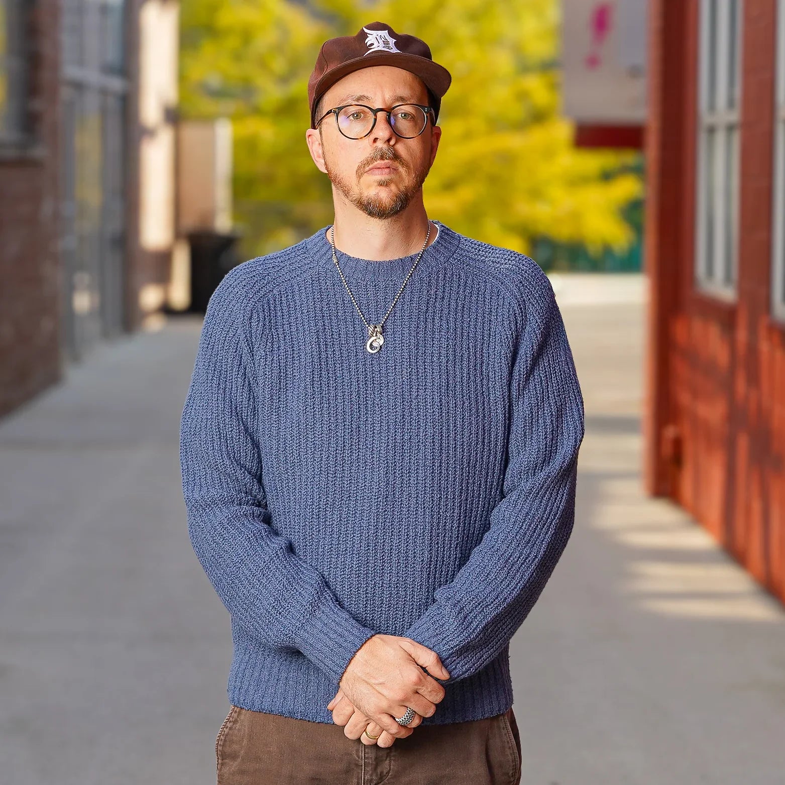 3sixteen Cotton Crewneck Sweater - Lapis Boucle