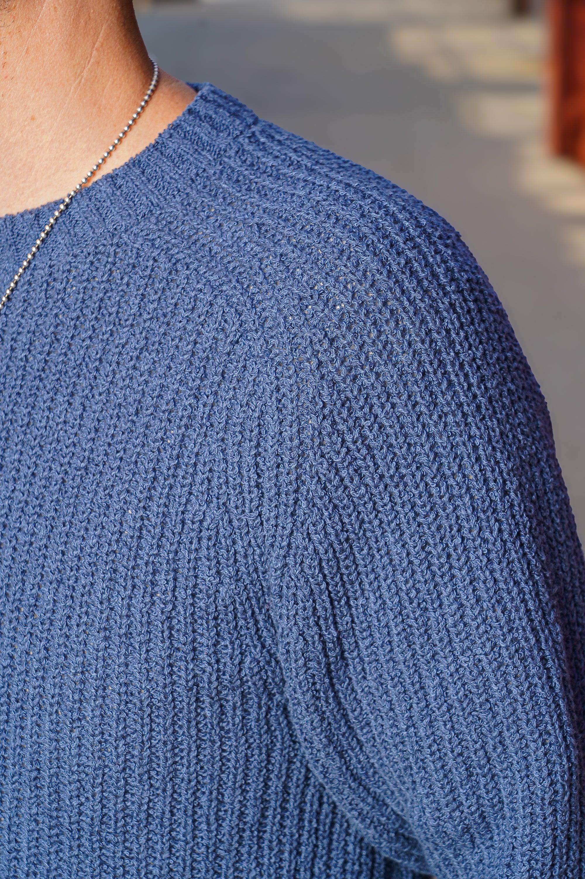 3sixteen Cotton Crewneck Sweater - Lapis Boucle