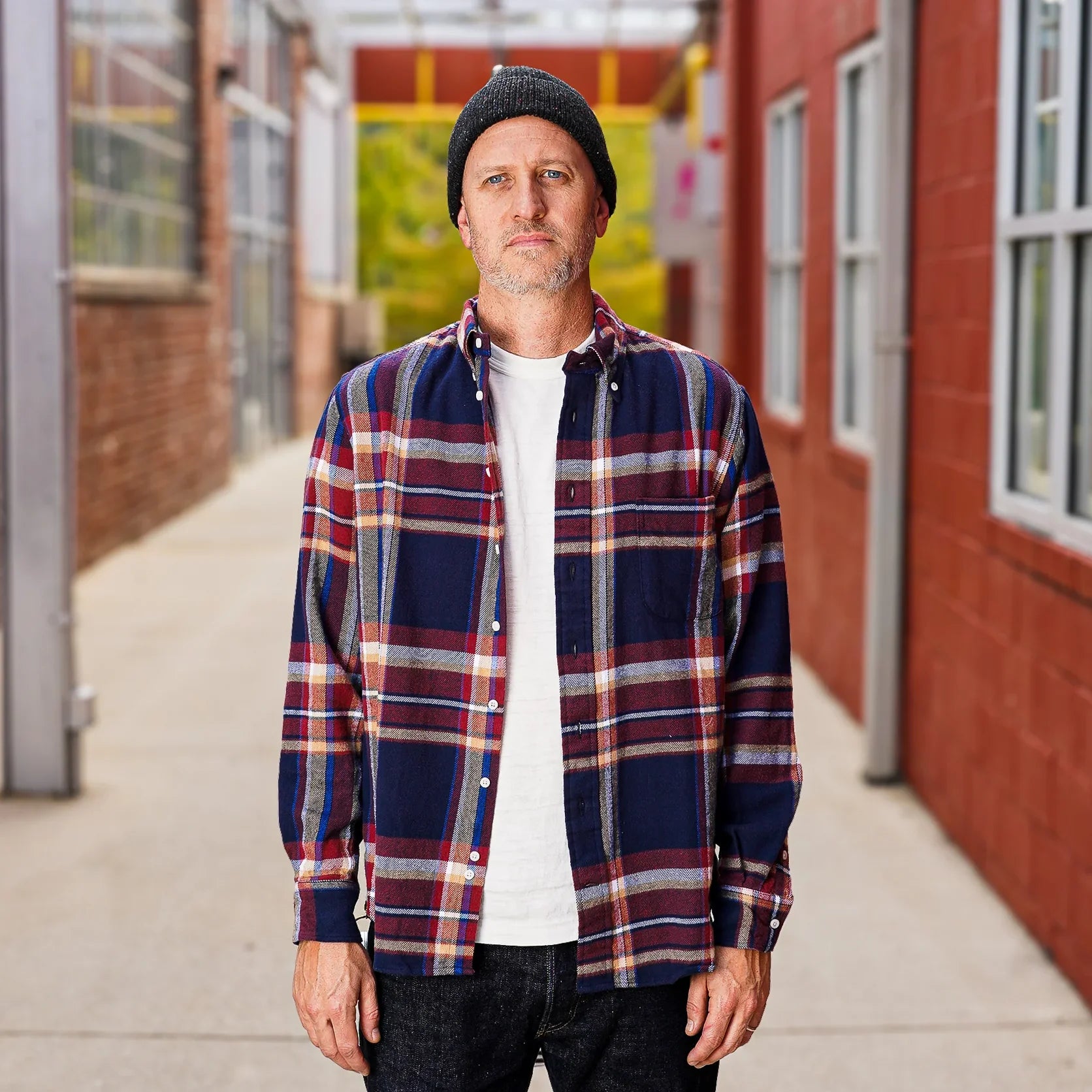 Gitman Vintage Brushed Winter Madras - Red/Navy