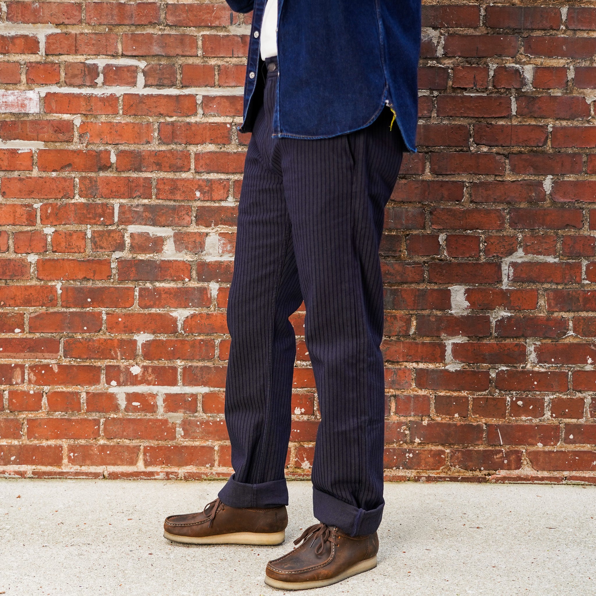 Freenote Cloth Deck Pant Straight Fit - Indigo Herringbone Dobby