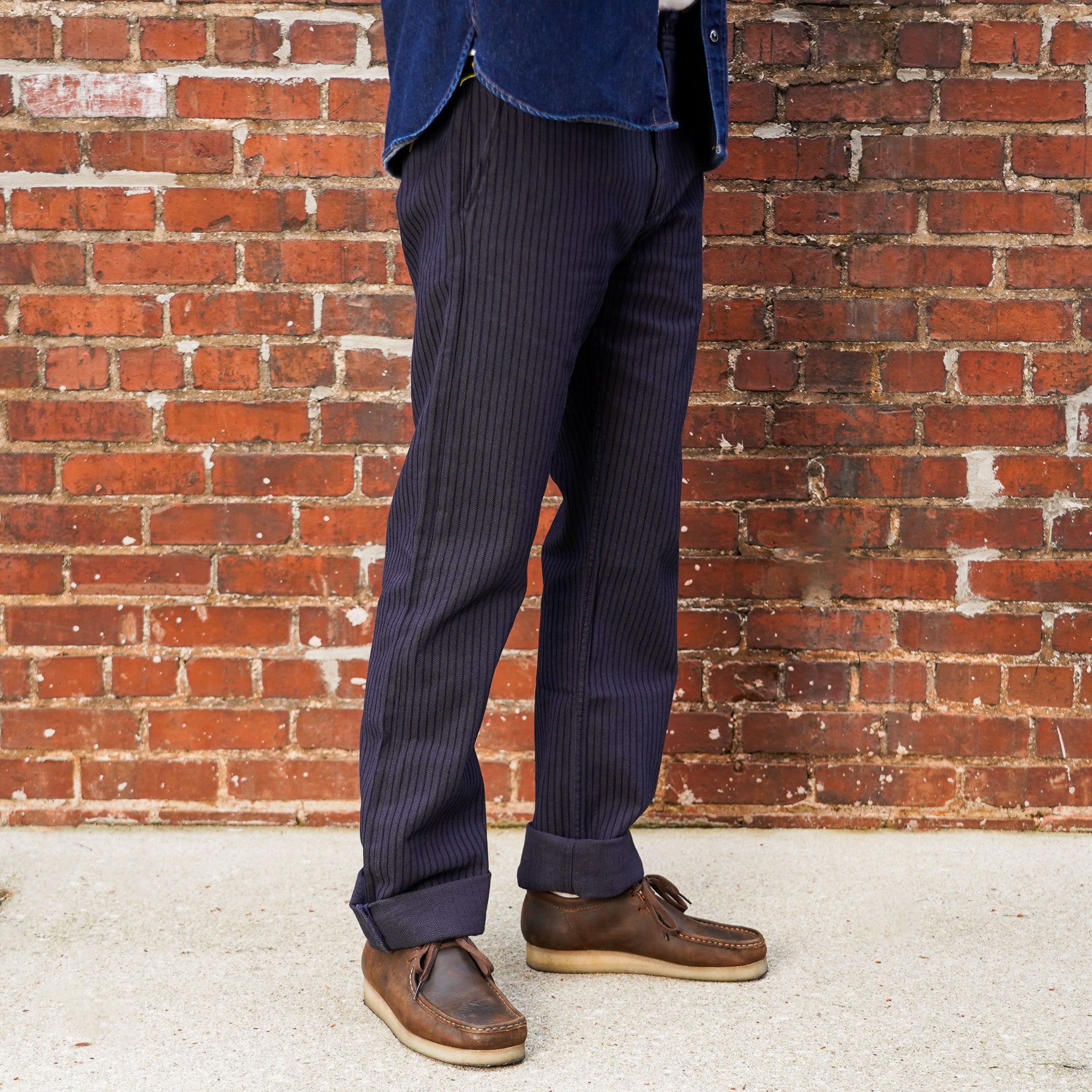 Freenote Cloth Deck Pant Straight Fit - Indigo Herringbone Dobby