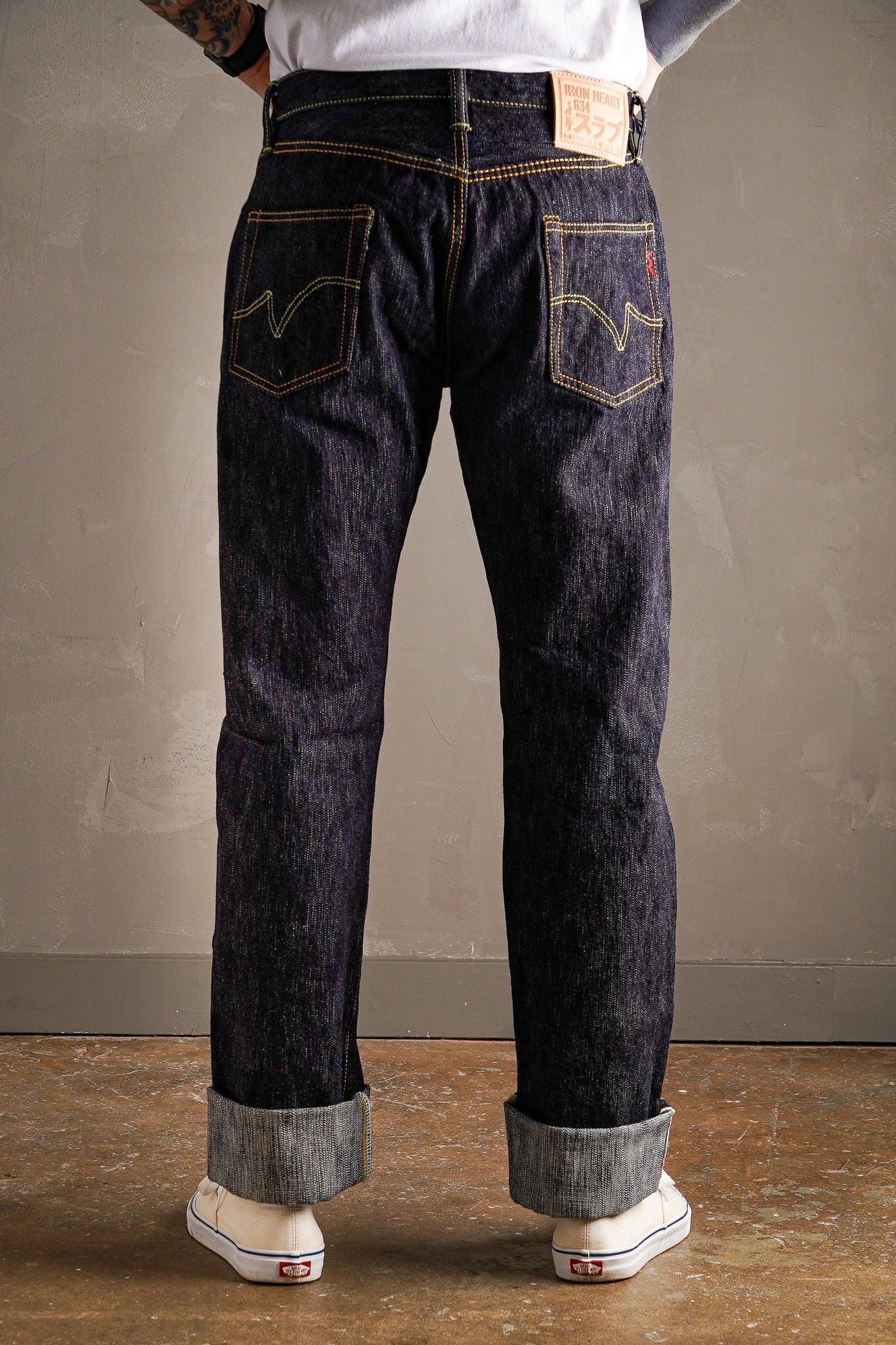 Iron Heart IH-634S-SLB 16oz Slubby Selvedge Denim Straight Cut Jeans - Indigo