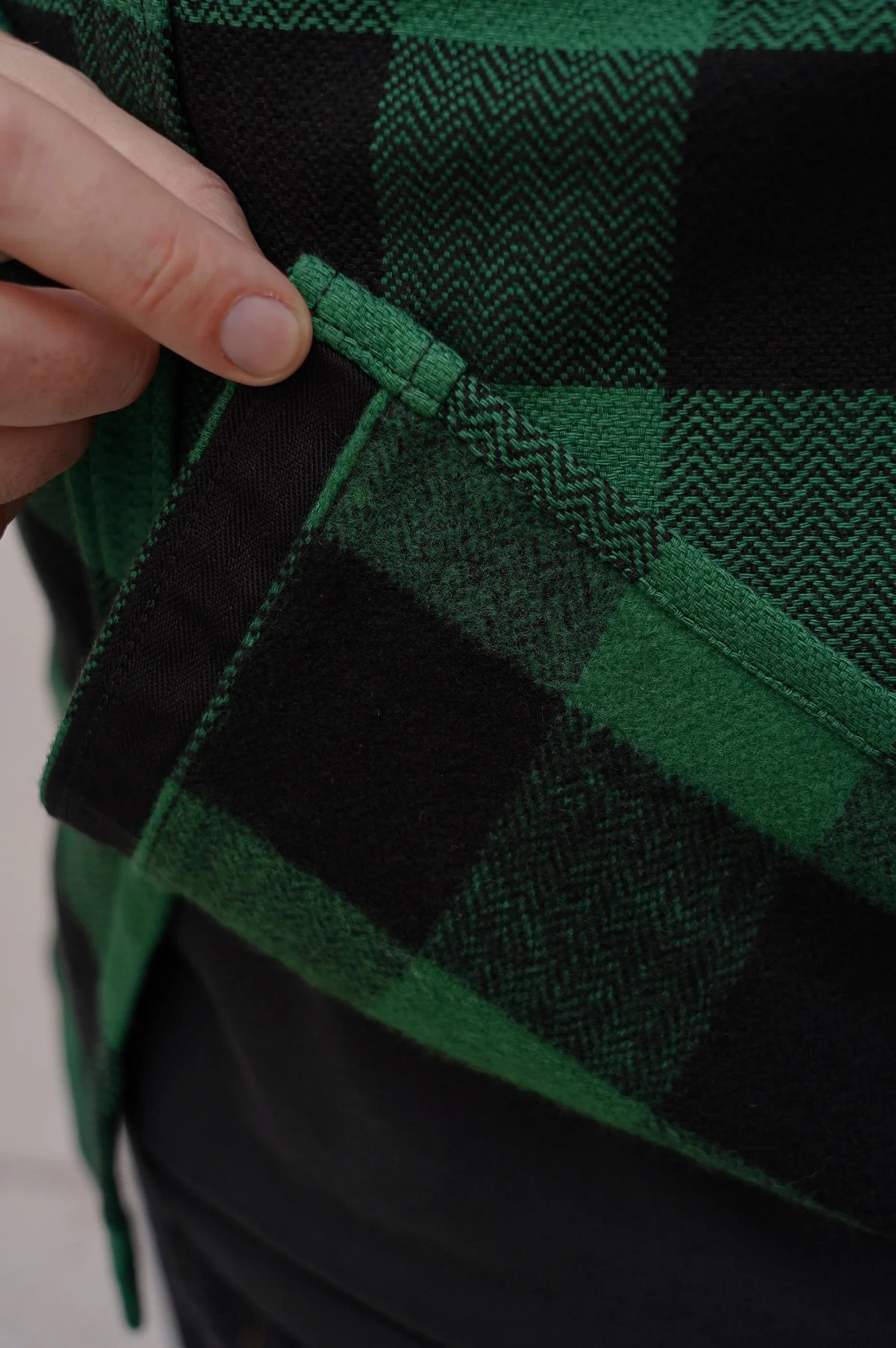 The Flat Head FN-SNR-101L Block Check Flannel Work Shirt - Green