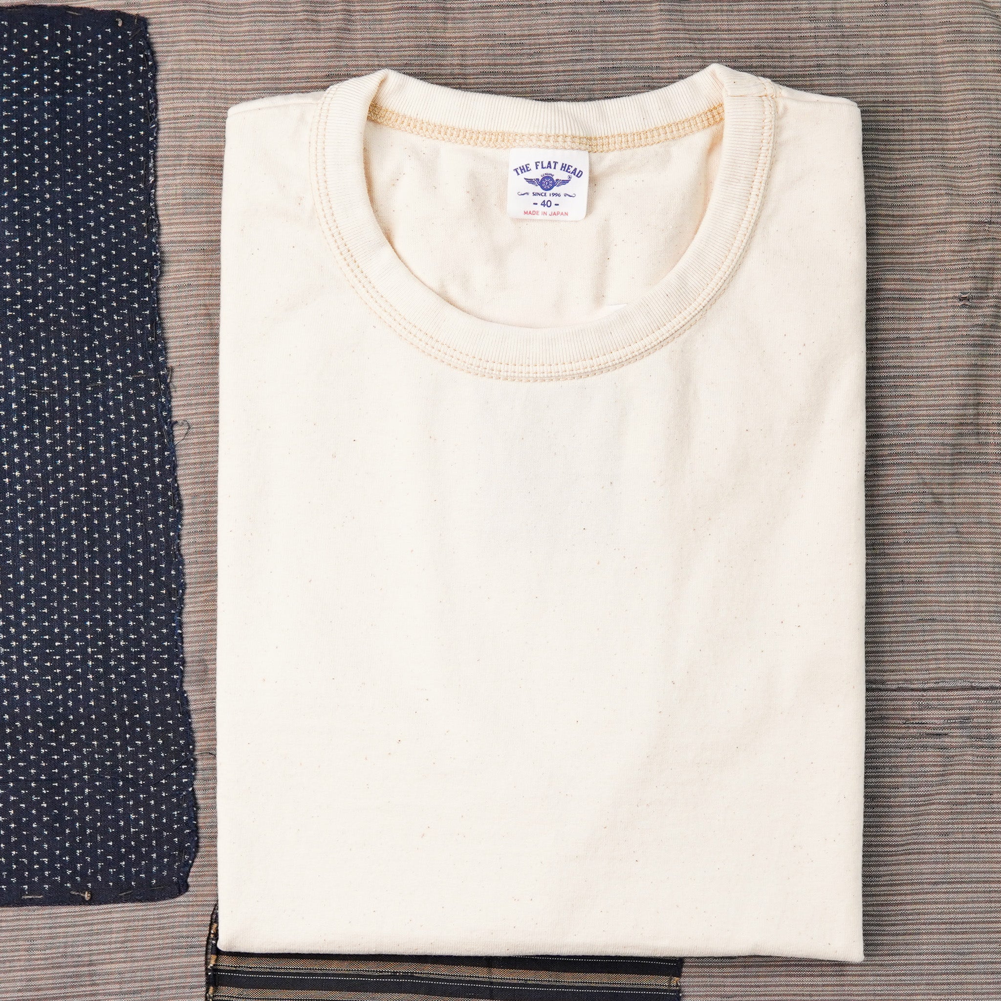 The Flat Head FN-THC-101 9oz Heavyweight Tee - Natural