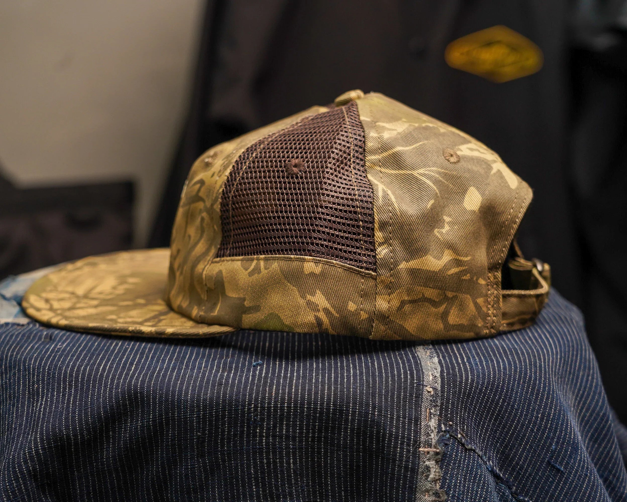 Brain Dead Mesh Panel Logohead Hat - Leaf Camo