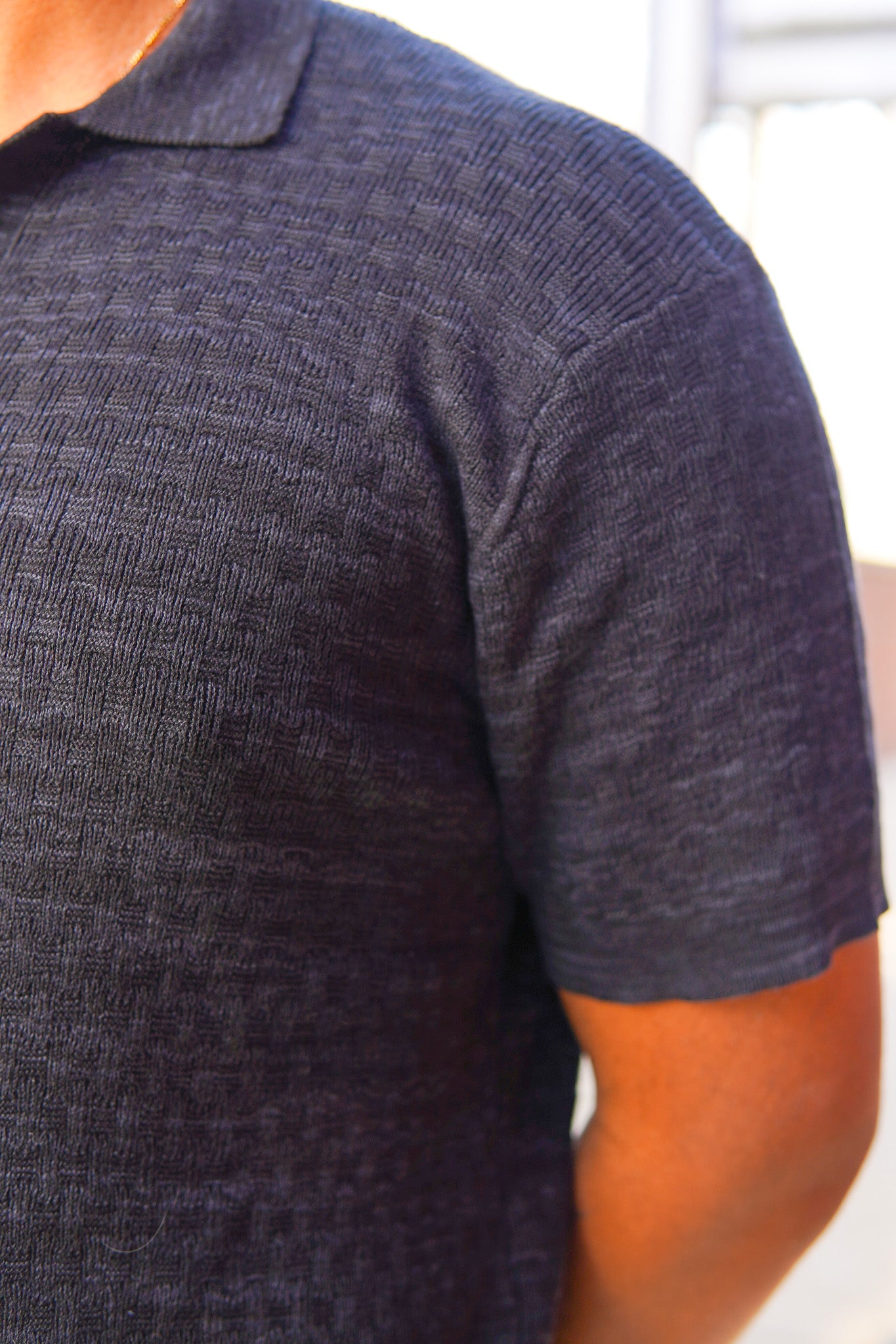 3sixteen Knit Polo - Vintage Black Boxweave