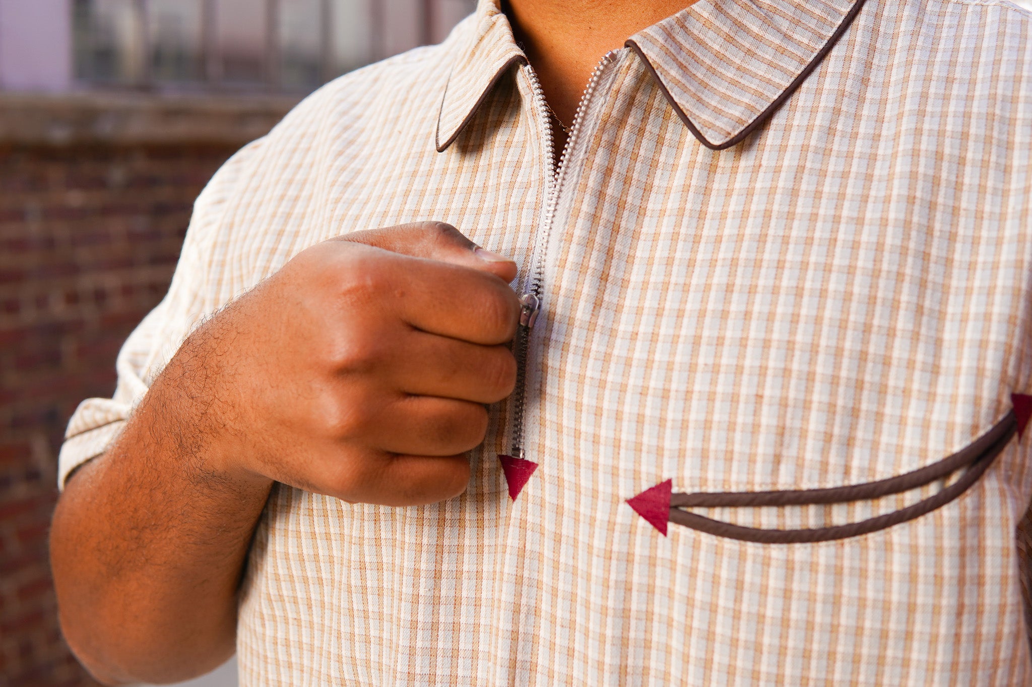 Brain Dead Check Western Shirt - Taupe