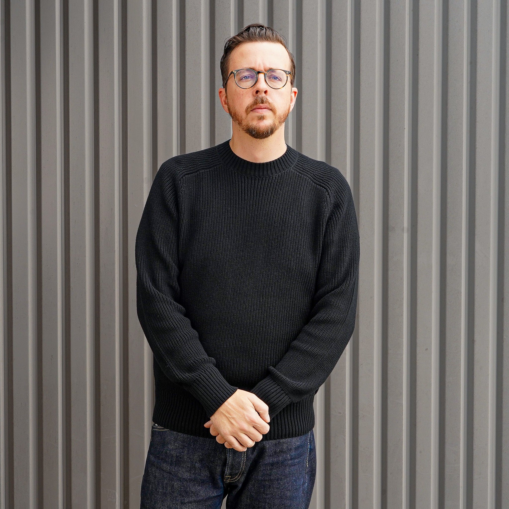 3sixteen Pima Cotton Crewneck Sweater ~ Black