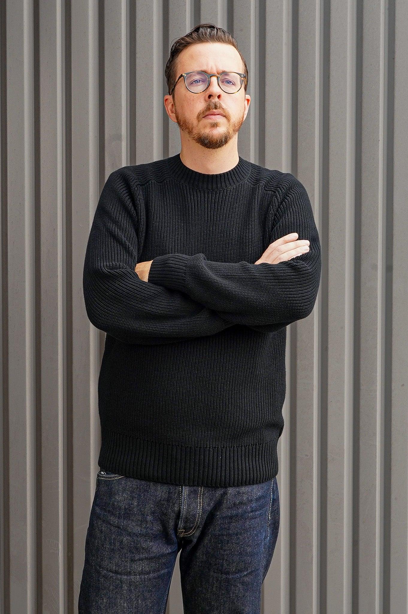 3sixteen Pima Cotton Crewneck Sweater ~ Black