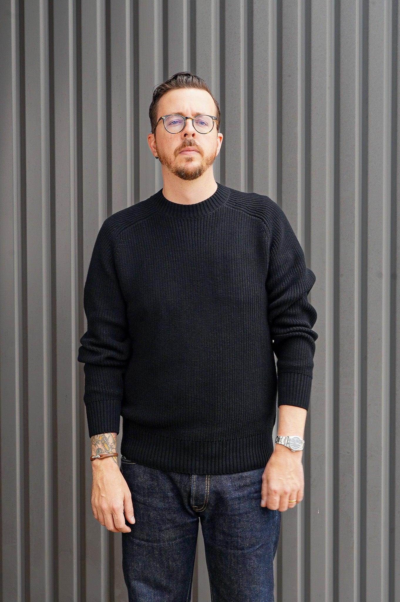 3sixteen Pima Cotton Crewneck Sweater ~ Black