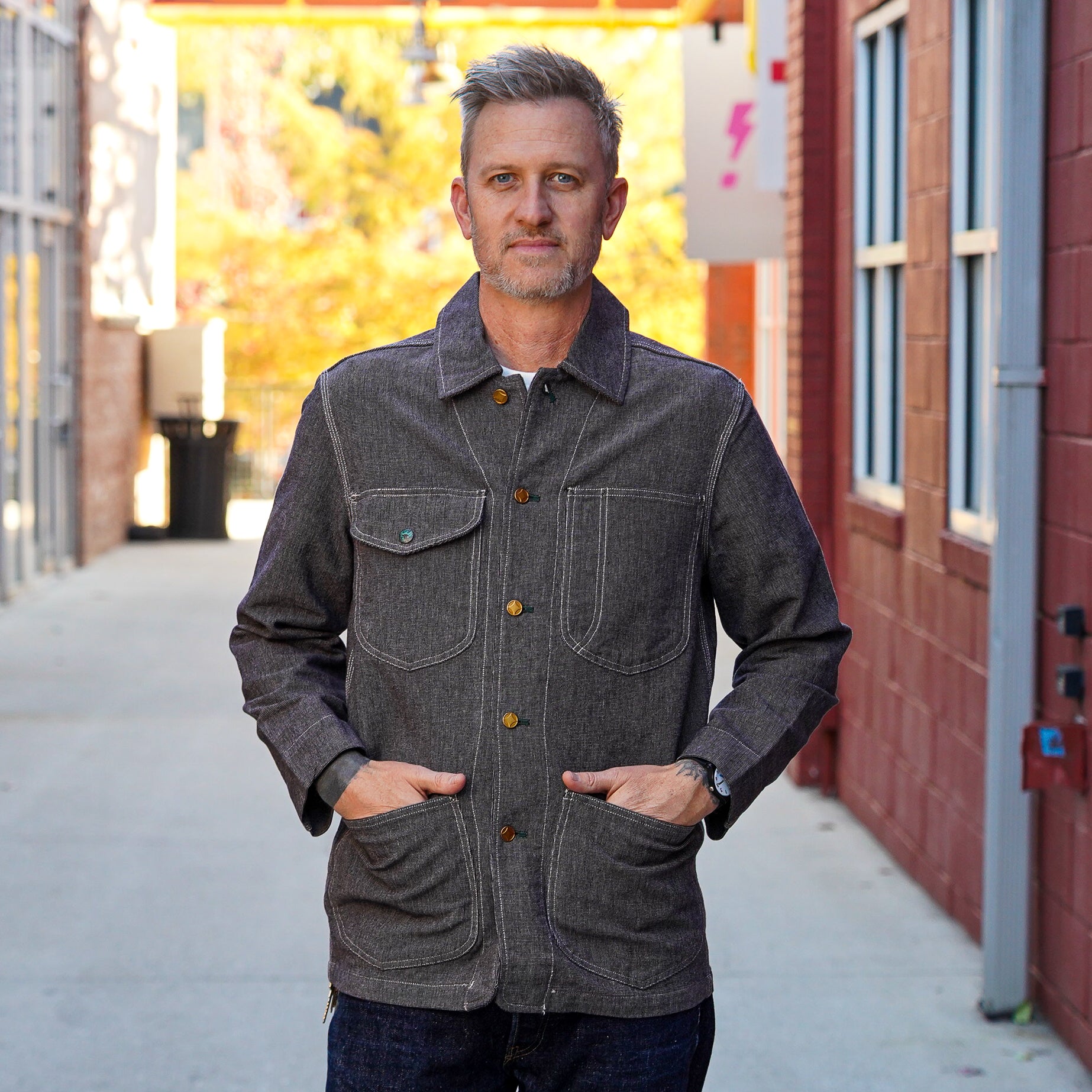 Wythe Heavyweight Pinpoint Canvas Barn Jacket - Night Sky