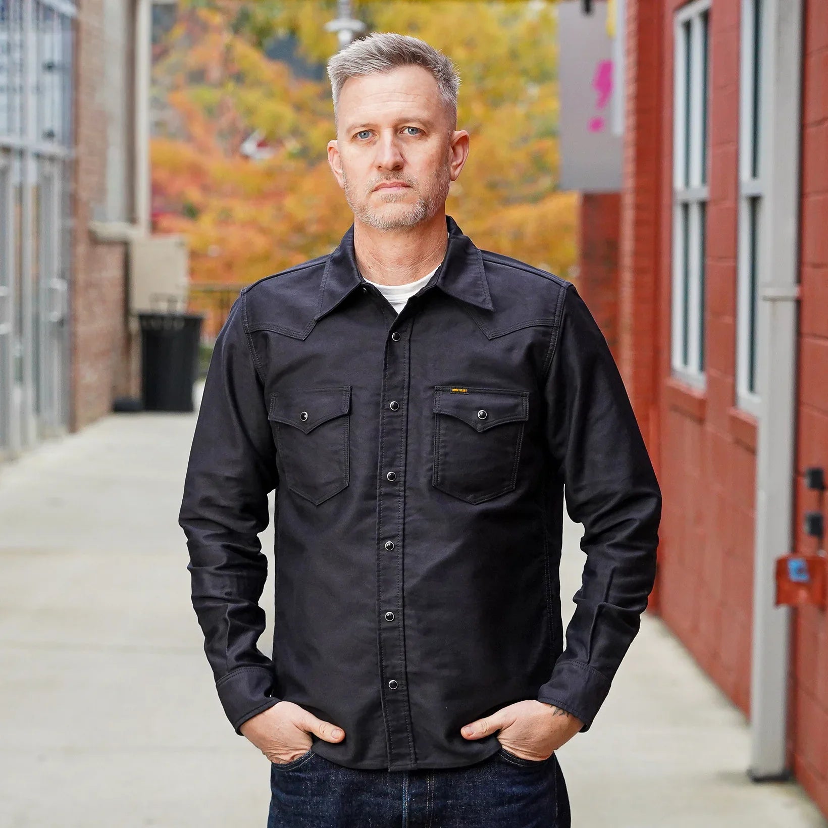 Iron Heart IHSH-426-BLK 12oz Military Moleskin Western Shirt