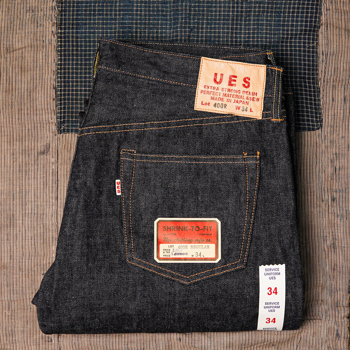 UES 400-R Regular Straight Fit Indigo Selvedge Denim - One Washed 