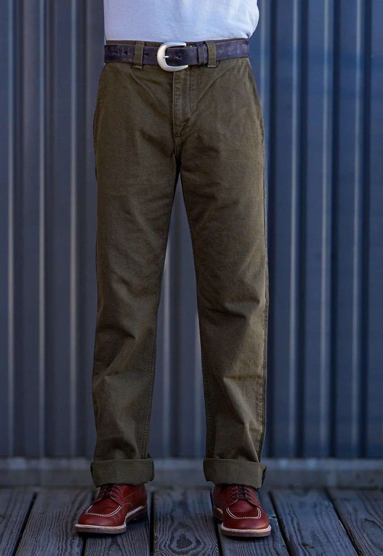 Freenote Cloth Deck Pant Straight Fit 14oz Slub - Army Green