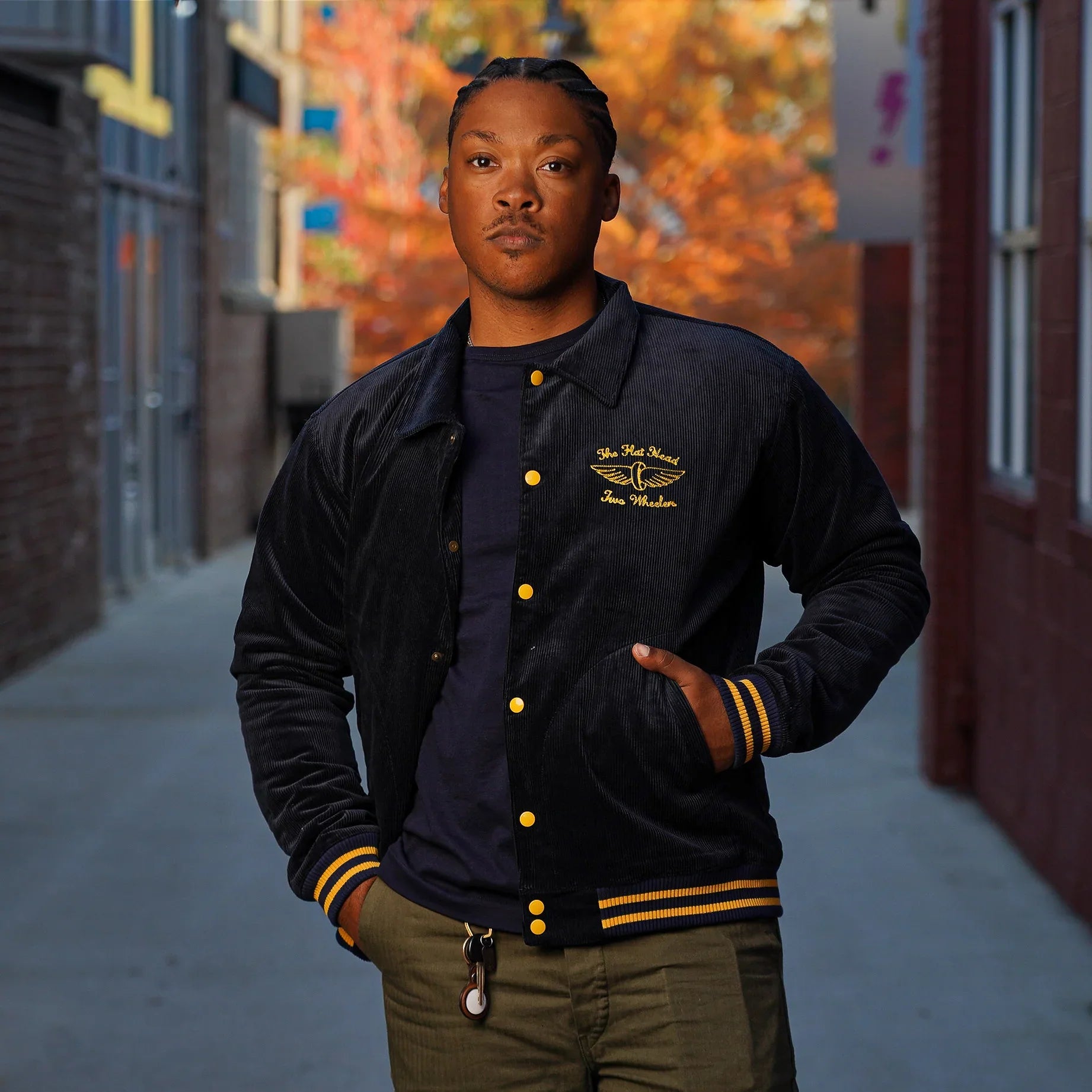 RRL23年製FAREWELL CORDUROY VARSITY JACKET Farwell Varsity Jacket - Black/Deep Navy