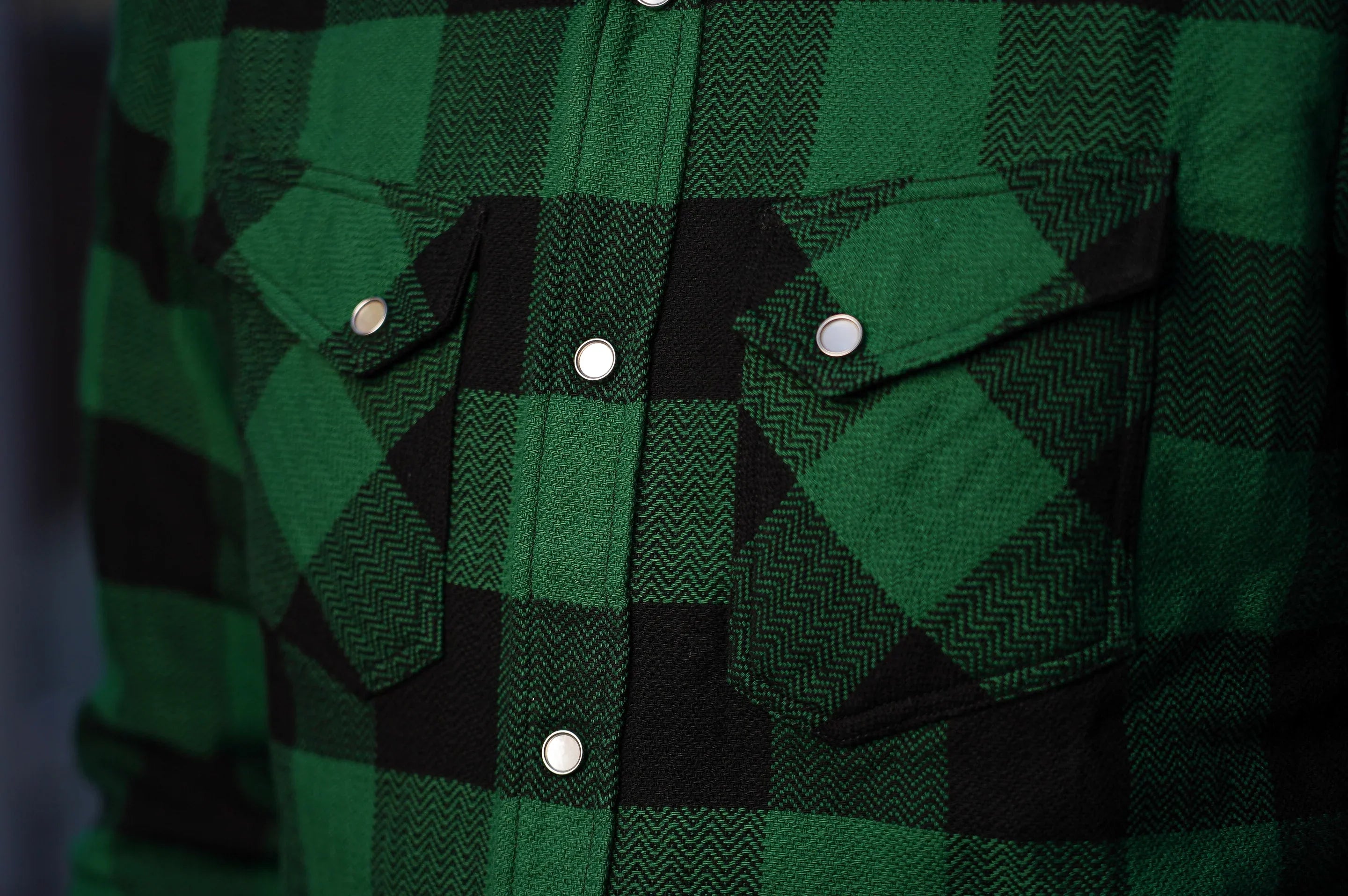 The Flat Head FN-SNW-101L Block Check Flannel Western Shirt - Green