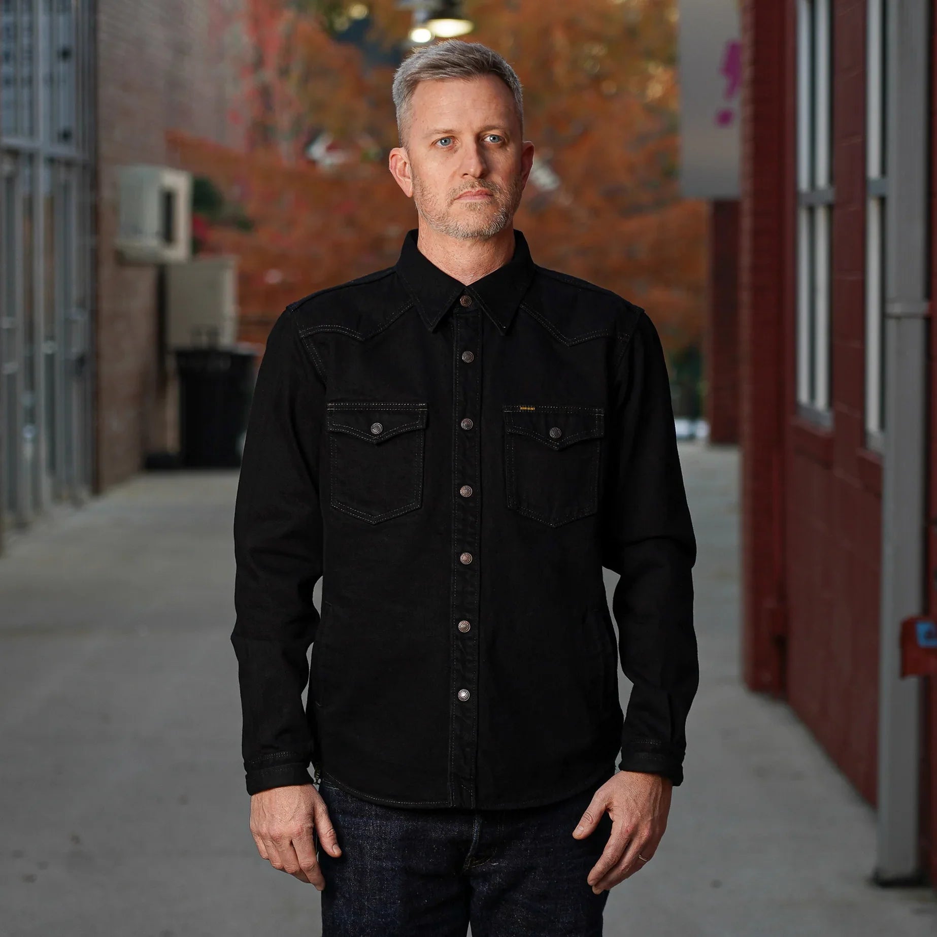 Iron Heart IHSH-293-OD 18oz Vintage Selvedge Denim CPO Shirt - Indigo Overdyed Black