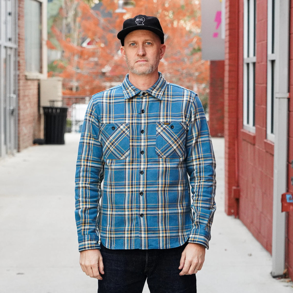 iron dress blues Iron Heart IHSH-435-BLU Ultra Heavy Flannel American Check Work Shirt