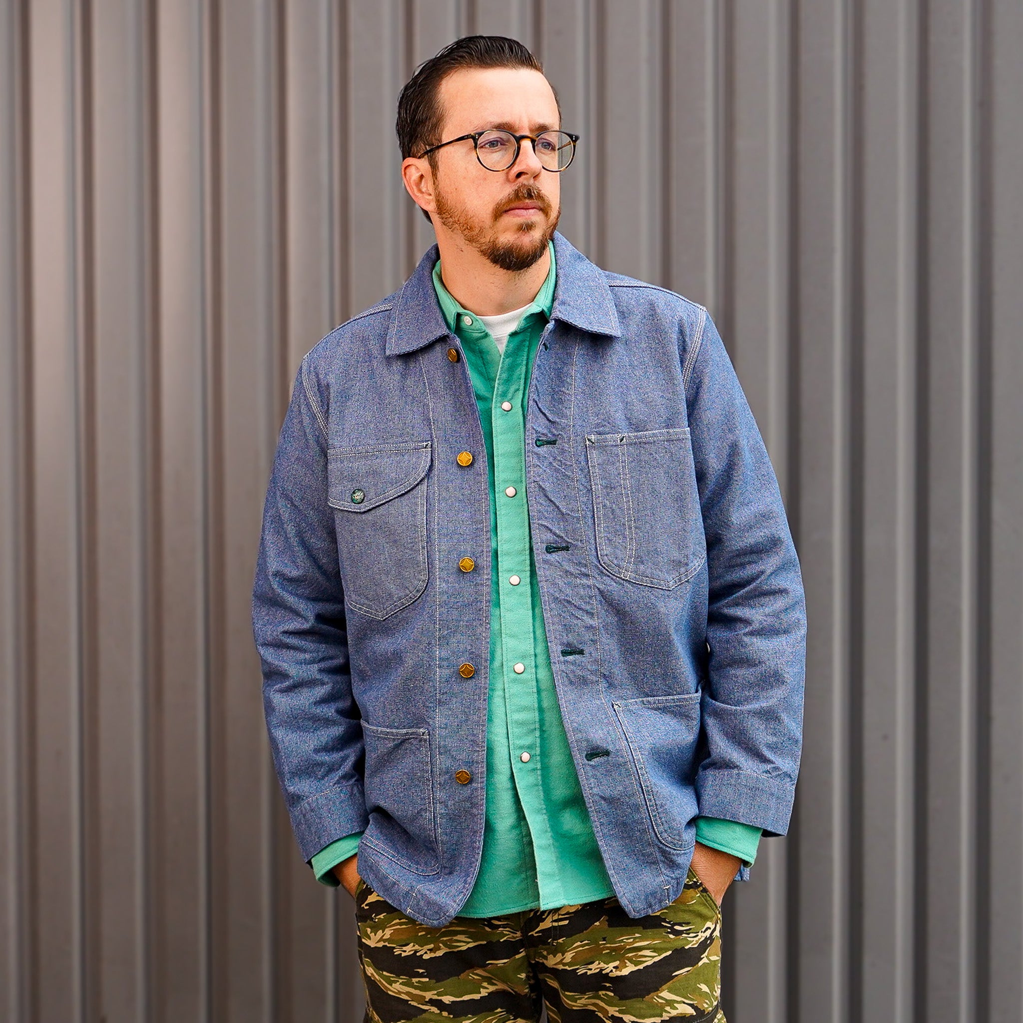 Wythe Heavyweight Pinpoint Canvas Barn Jacket - Blue
