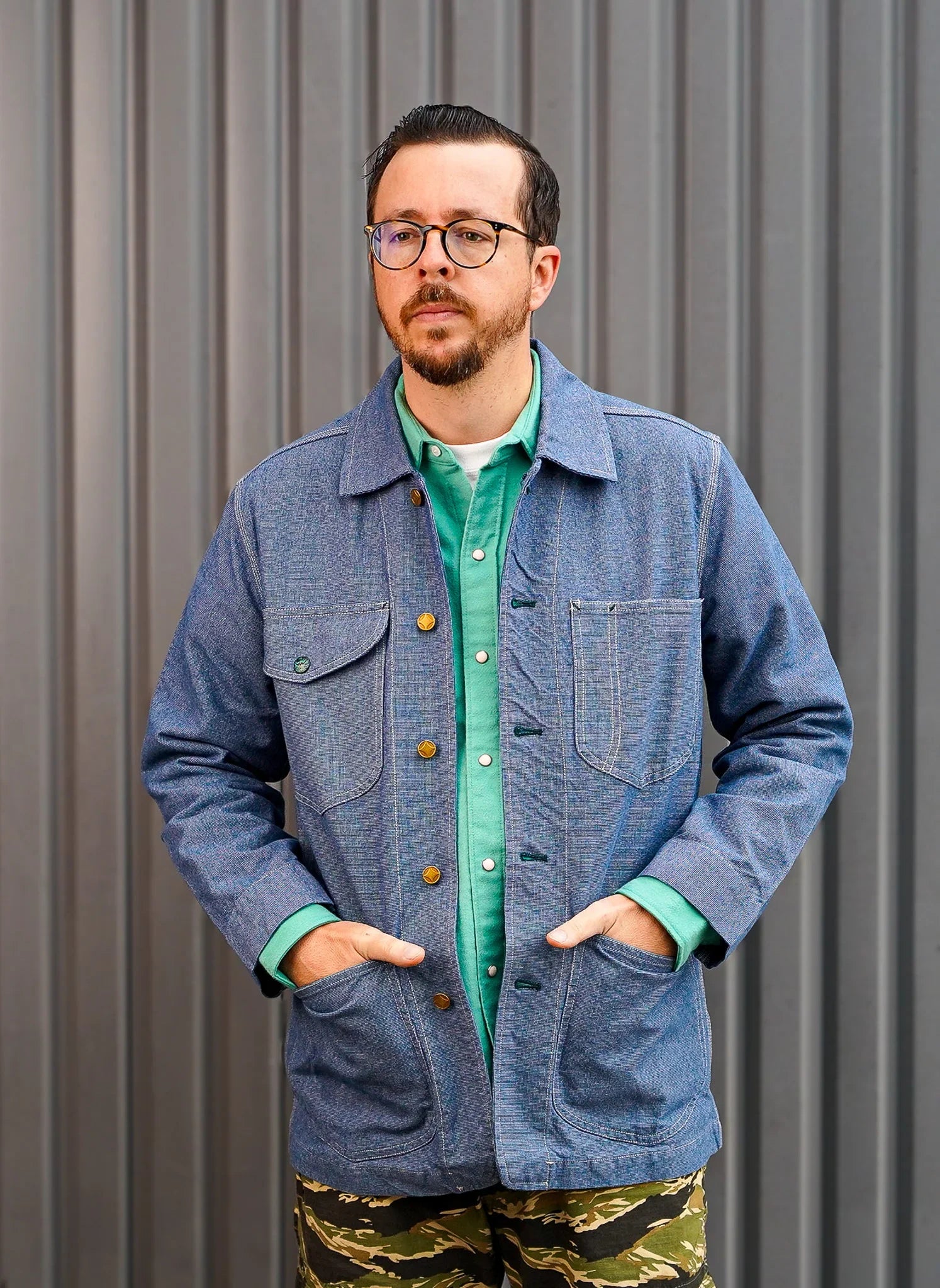 Wythe Heavyweight Pinpoint Canvas Barn Jacket - Blue