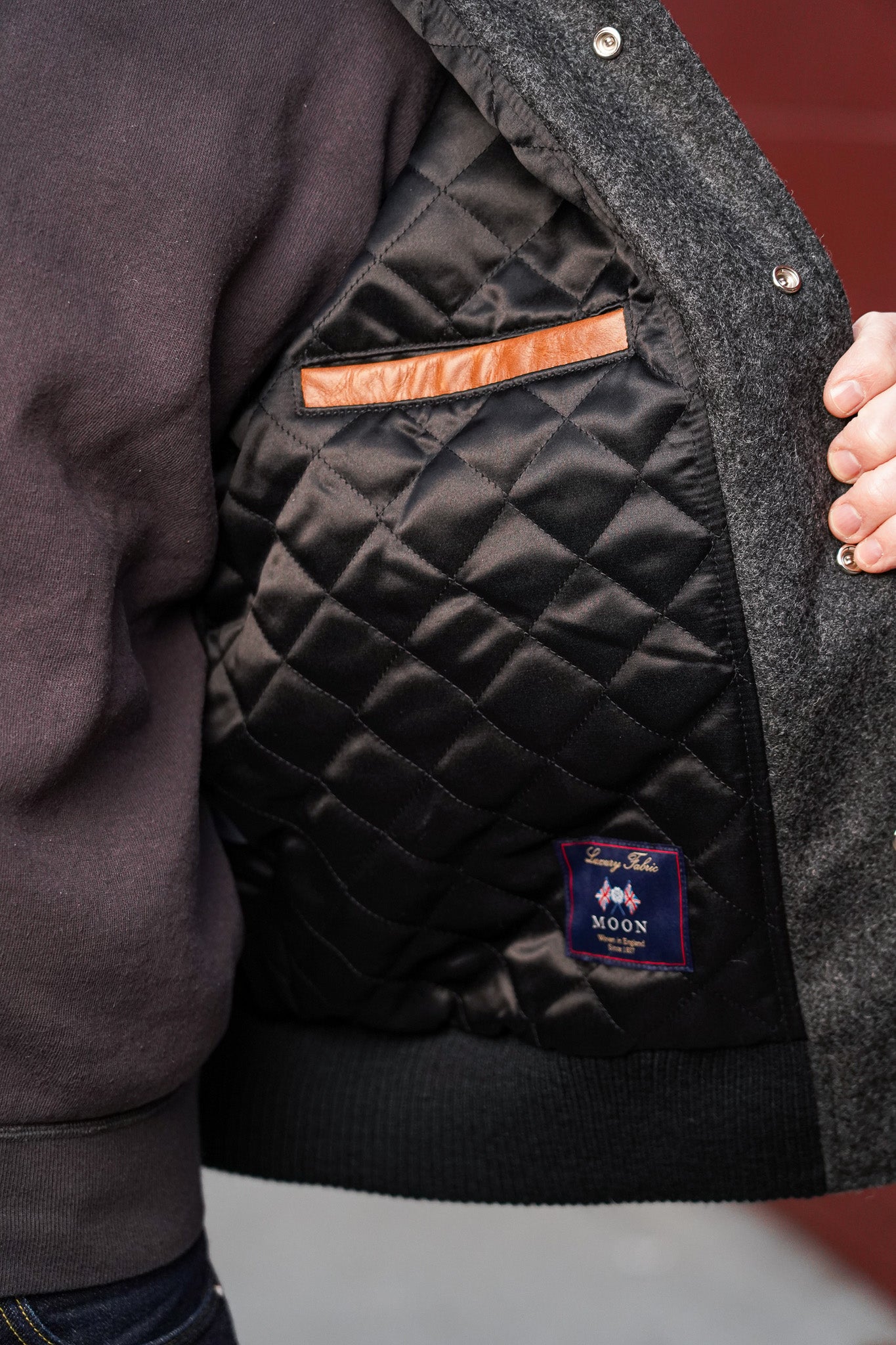 Dehen 1920 Raglan Varsity Jacket - Granite / Black / Antique Rust