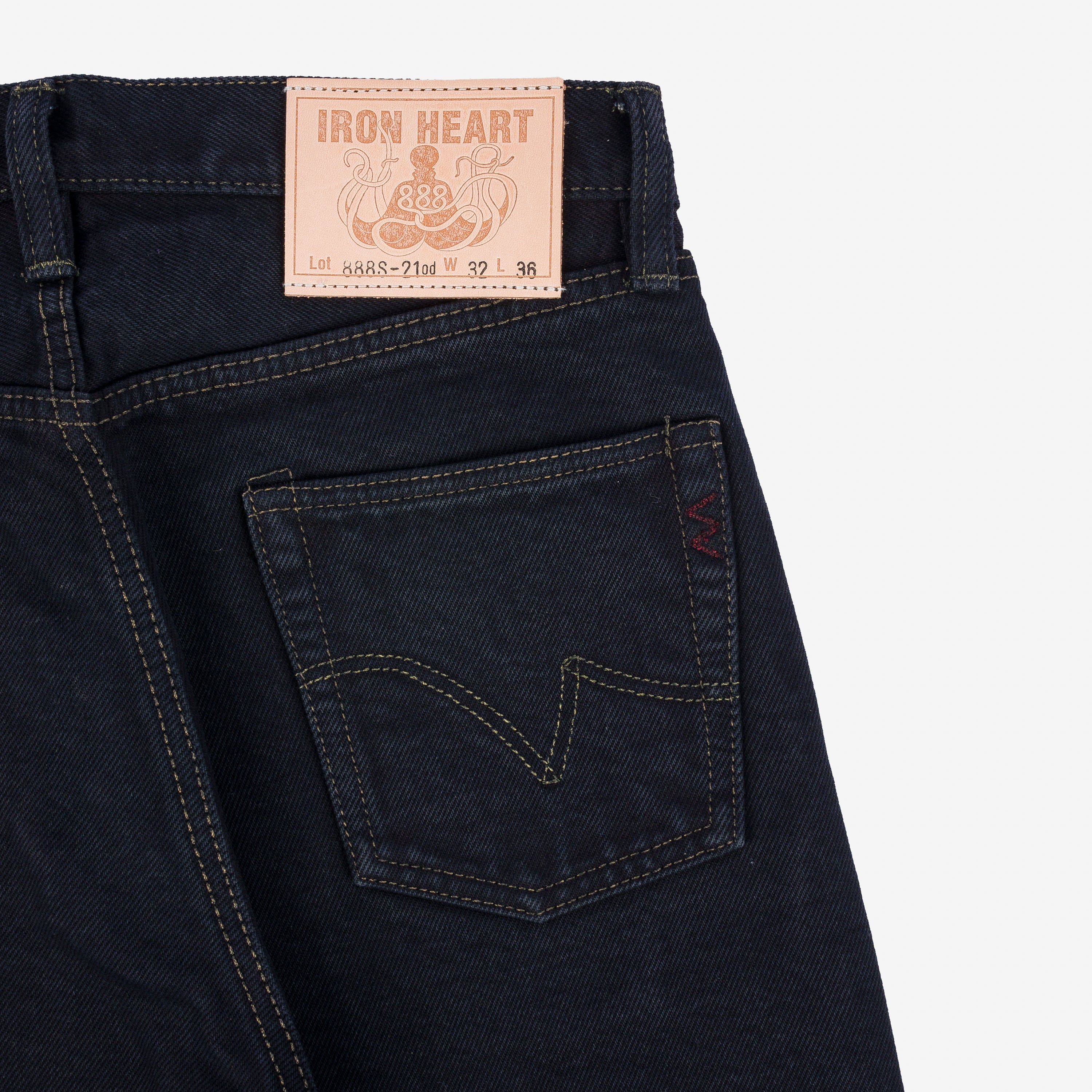 Iron Heart IH-888S-21od 21oz Selvedge Denim Medium/High Rise Tapered Cut Jeans - Indigo Overdyed Black