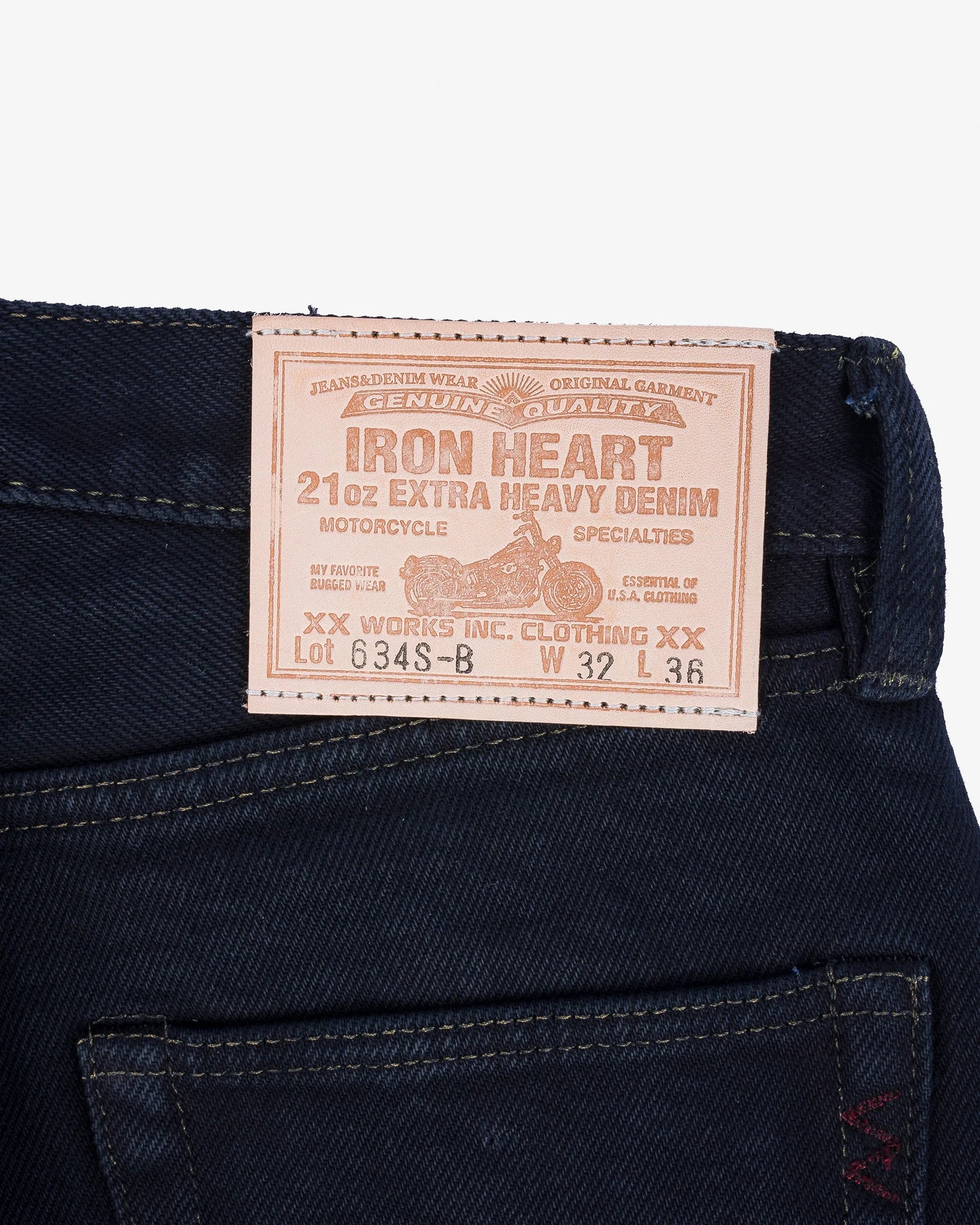 Iron Heart IH-634S-B 21oz Selvedge Denim Straight Cut Jeans - Indigo Overdyed Black