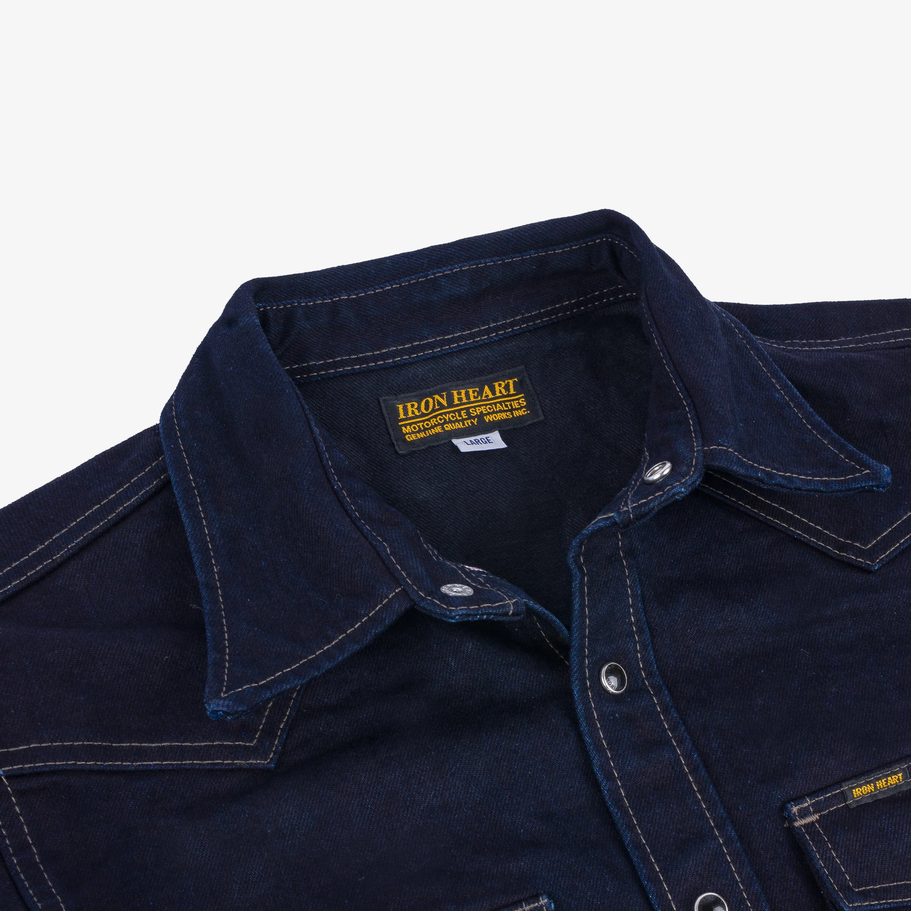 Iron Heart IHSH-295-IB 14oz Selvedge Denim Western Shirt - Indigo/Black