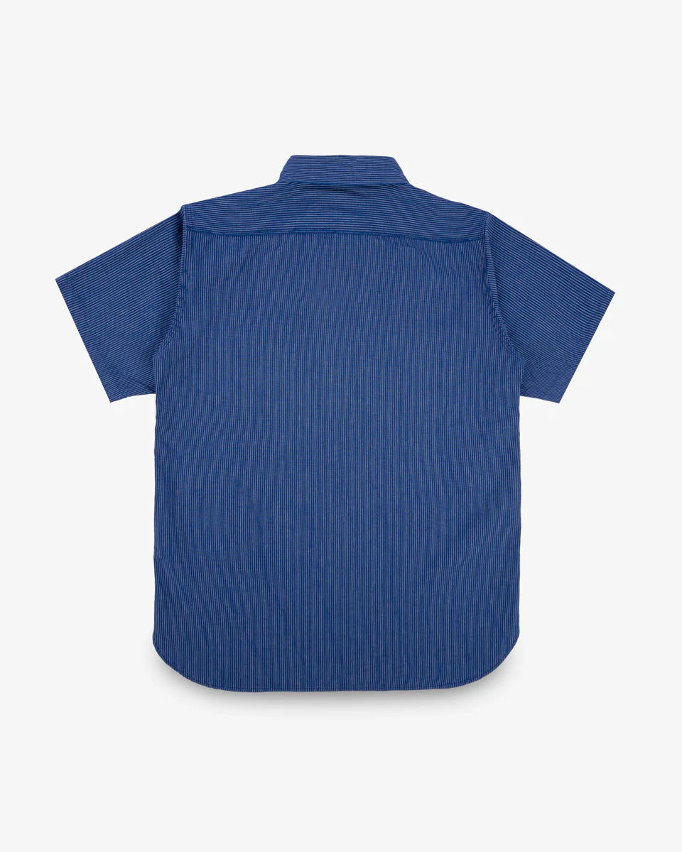 Iron Heart IHSH-420-PIN 5oz Selvedge Ox Cloth Short Sleeved Work Shirt - Pinstripe